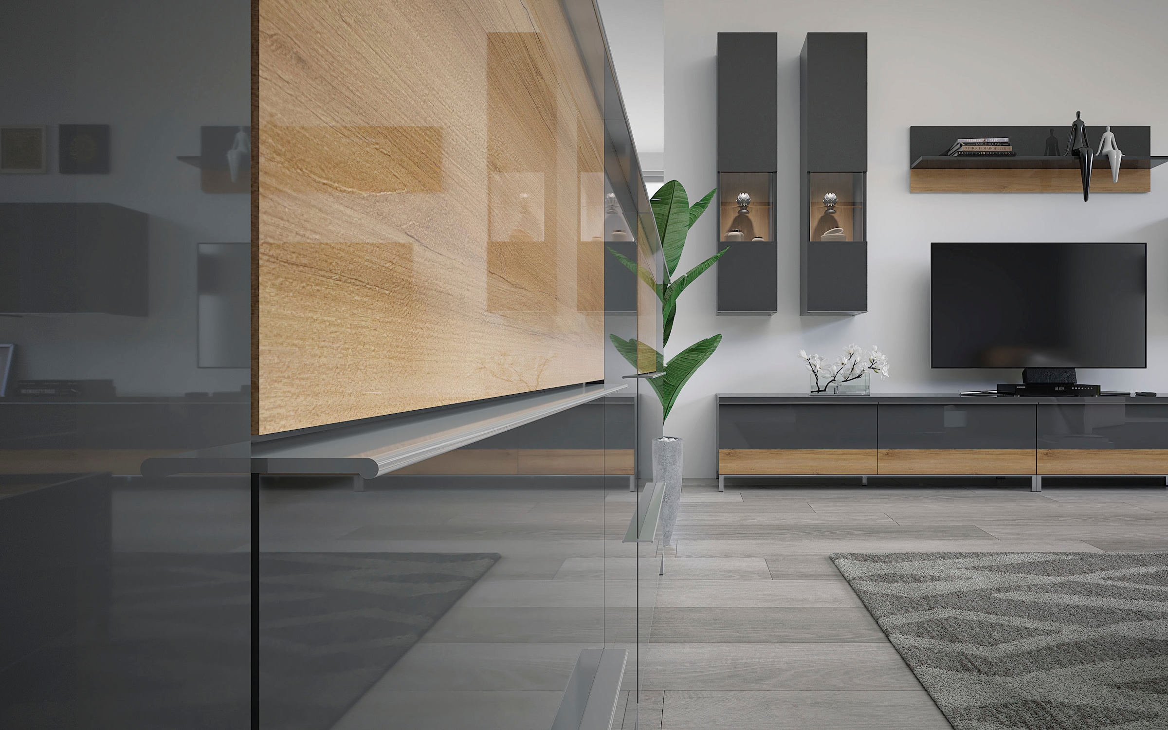 GOODproduct Buffet »Onyx, Kommode mit 3 Schubladen und 1 Tür, UV Lackierung Hochglanz« Matériau bois certifié FSC®,  commode combinée avec fonction soft-close, dimensions (L/P/H) 106/45/88cm