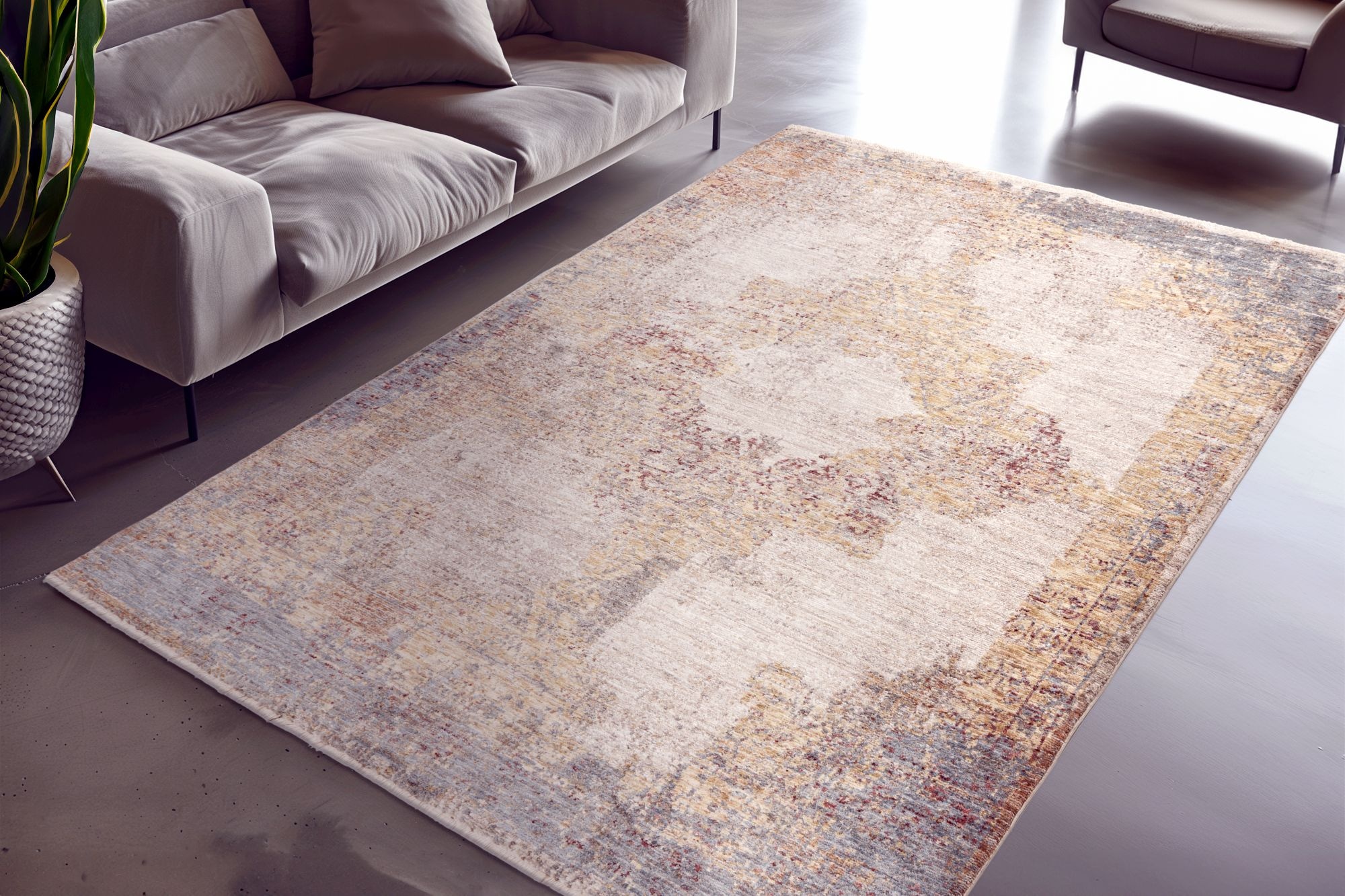 Kayoom Teppich »Pono 722« rechteckig 10 mm Höhe Kurzflor, Vintage, Modernes Muster, Fussbodenheizungsgeeignet