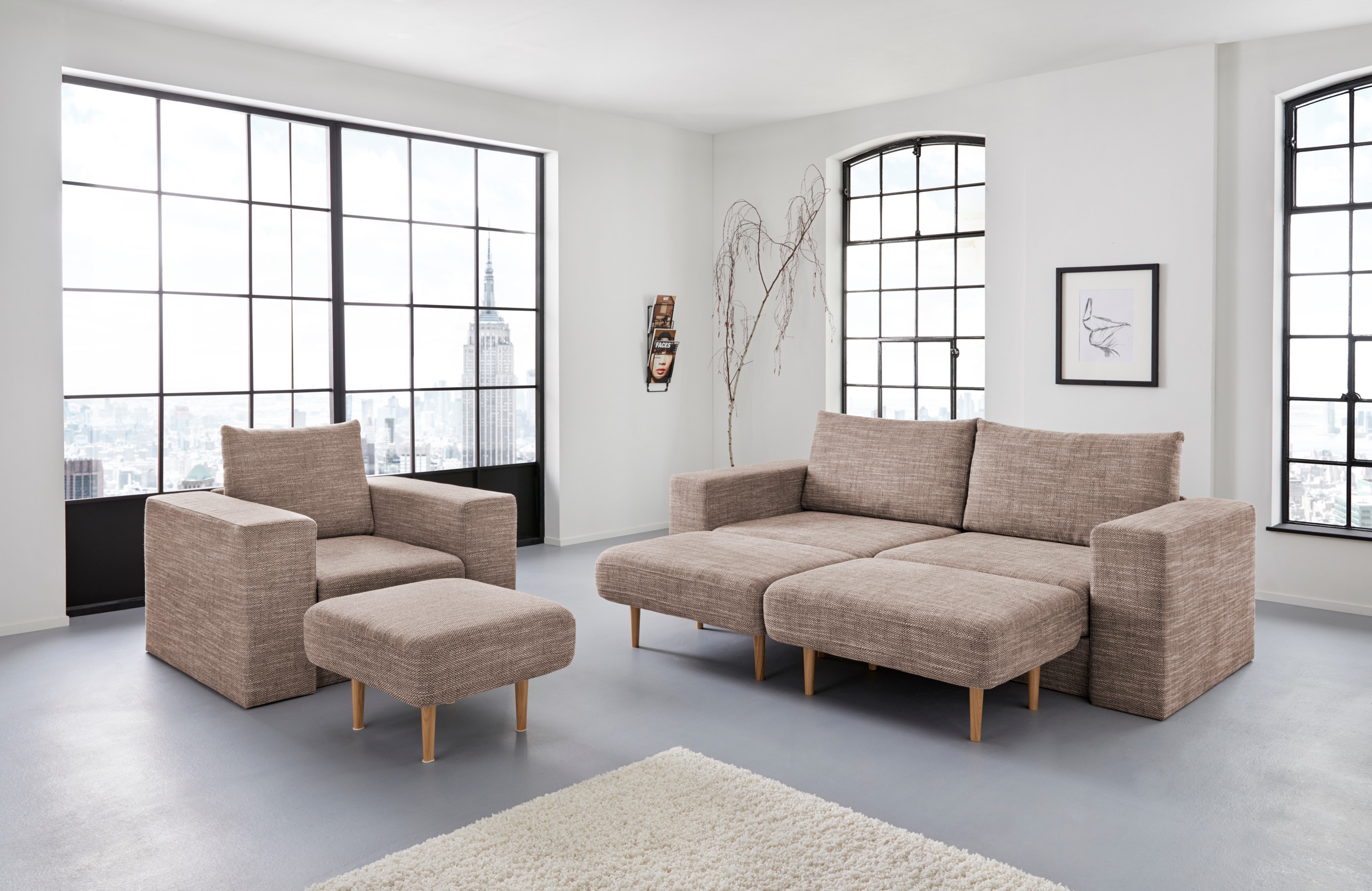 LOOKS by Wolfgang Joop 3,5-places »Looksv« Verwandlungssofa: aus Sofa wird Sofa mit 2 Hockern