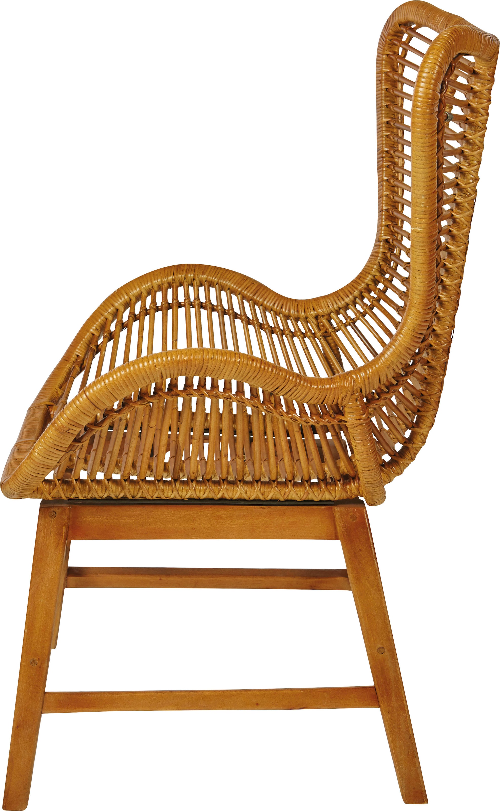 SIT Fauteuil »T-RATTAN ARMCHAIR« Rattanarmlehnstuhl mit Teakholzgestell und organischer Form