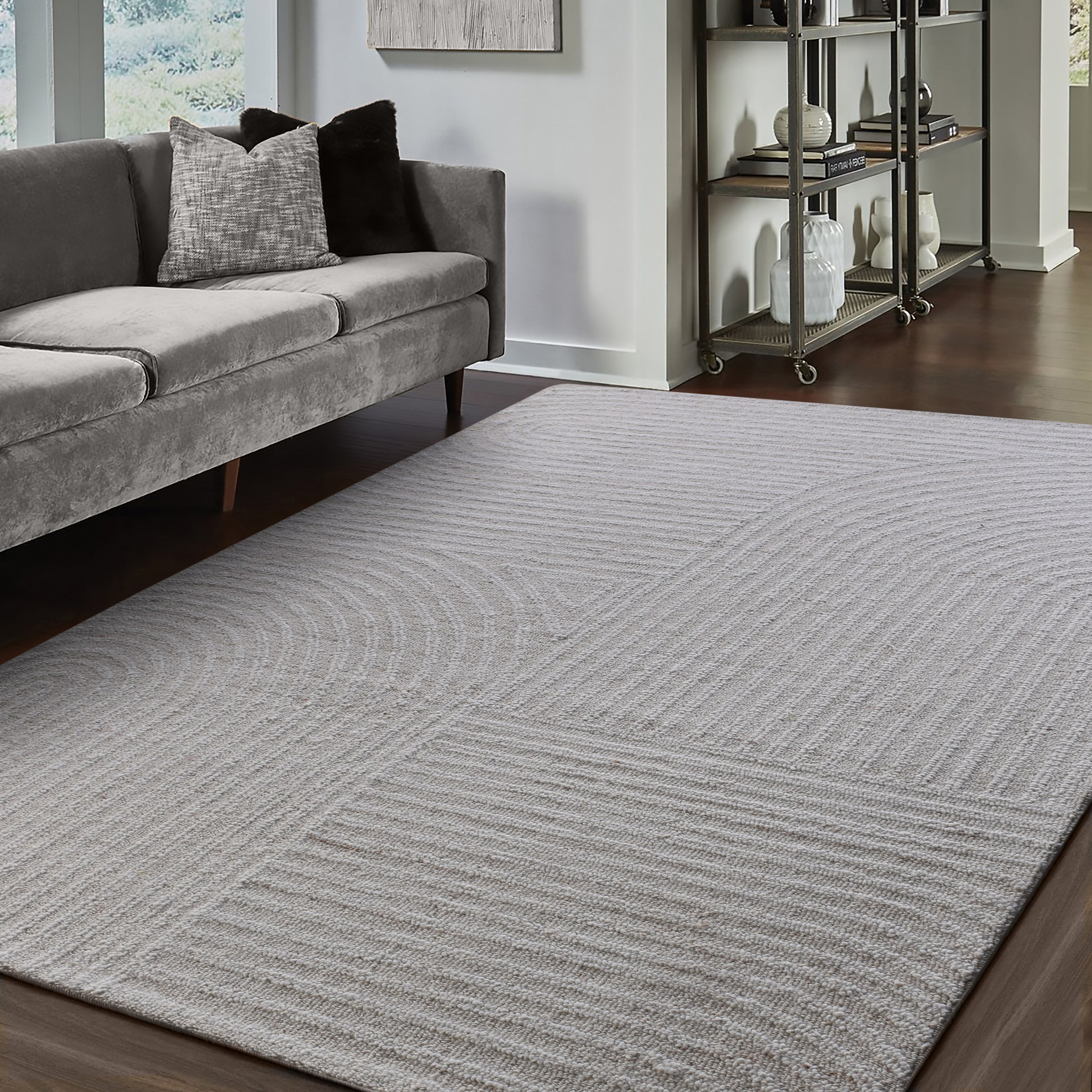 my home Tapis en laine »Brevik, handgefertigt, Wolle, Hoch-Tief-Struktur« Rectangulaire 11 mm Höhe einfarbig, Wolle, Teppich, Wohnzimmer, Schlafzimmer, Esszimmer