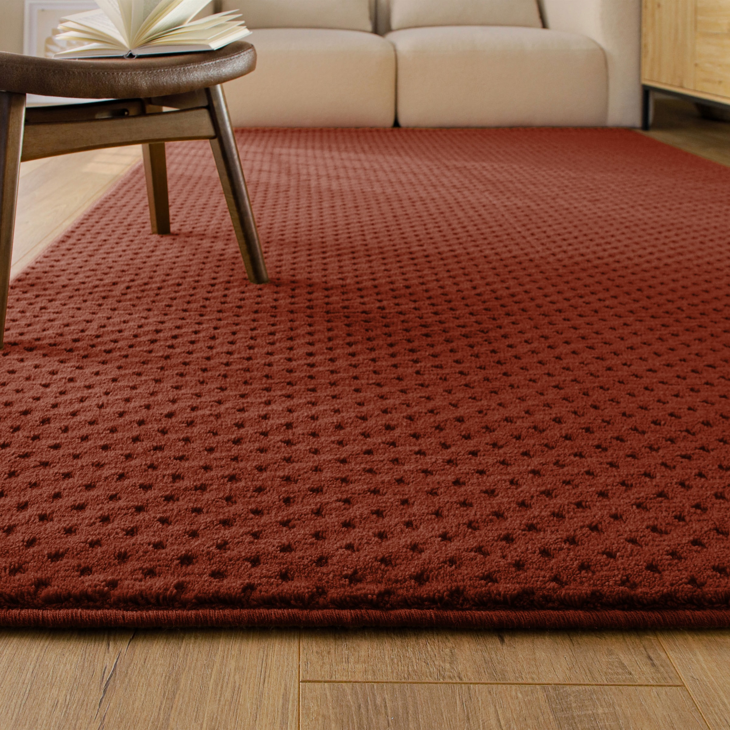 Wecon home Teppich »Castello THREE« rechteckig 7 mm Höhe Schurwolle, Kurzflor mit Hoch-Tief-Effekt, Wohnzimmer, Punktmuster