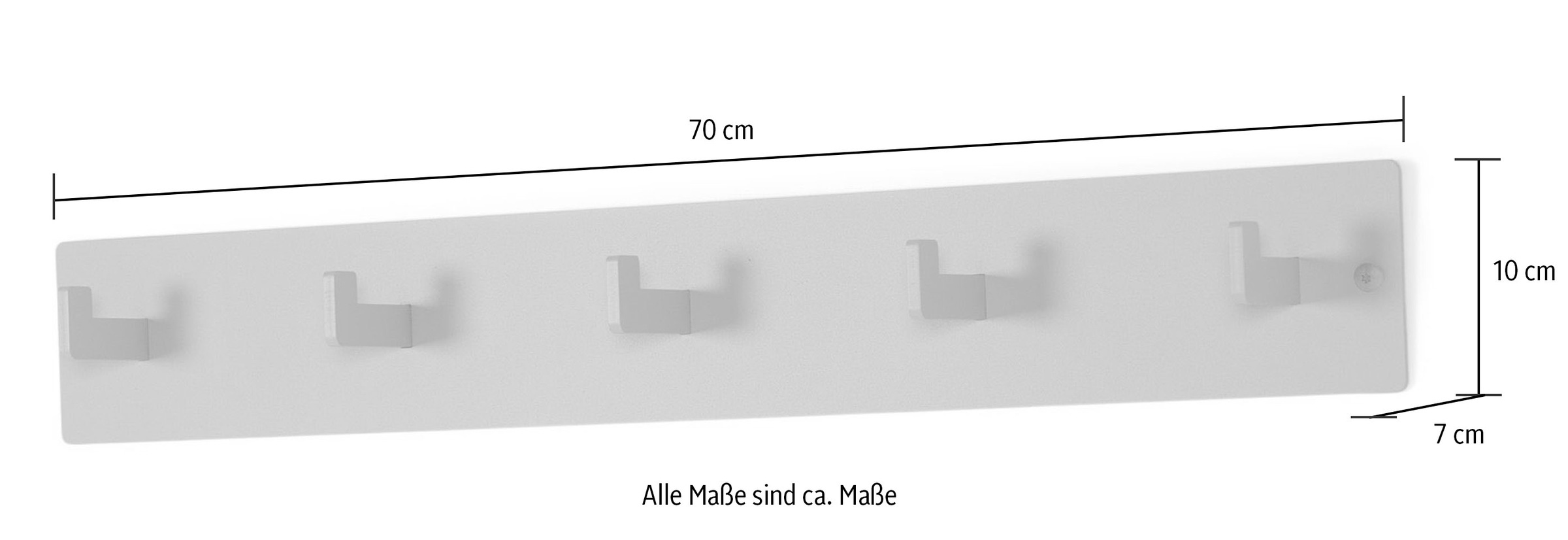 Spinder Design Garderobenhaken Metall, Zeitloses Design, 5 Haken, Breite 70 cm