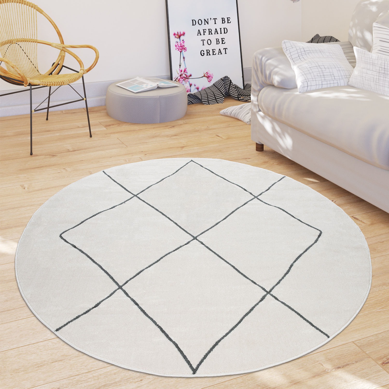 Paco Home Tapis »Haral 787« Rond 9 mm Höhe Kurzflor, Scandi Design, Rauten Motiv
