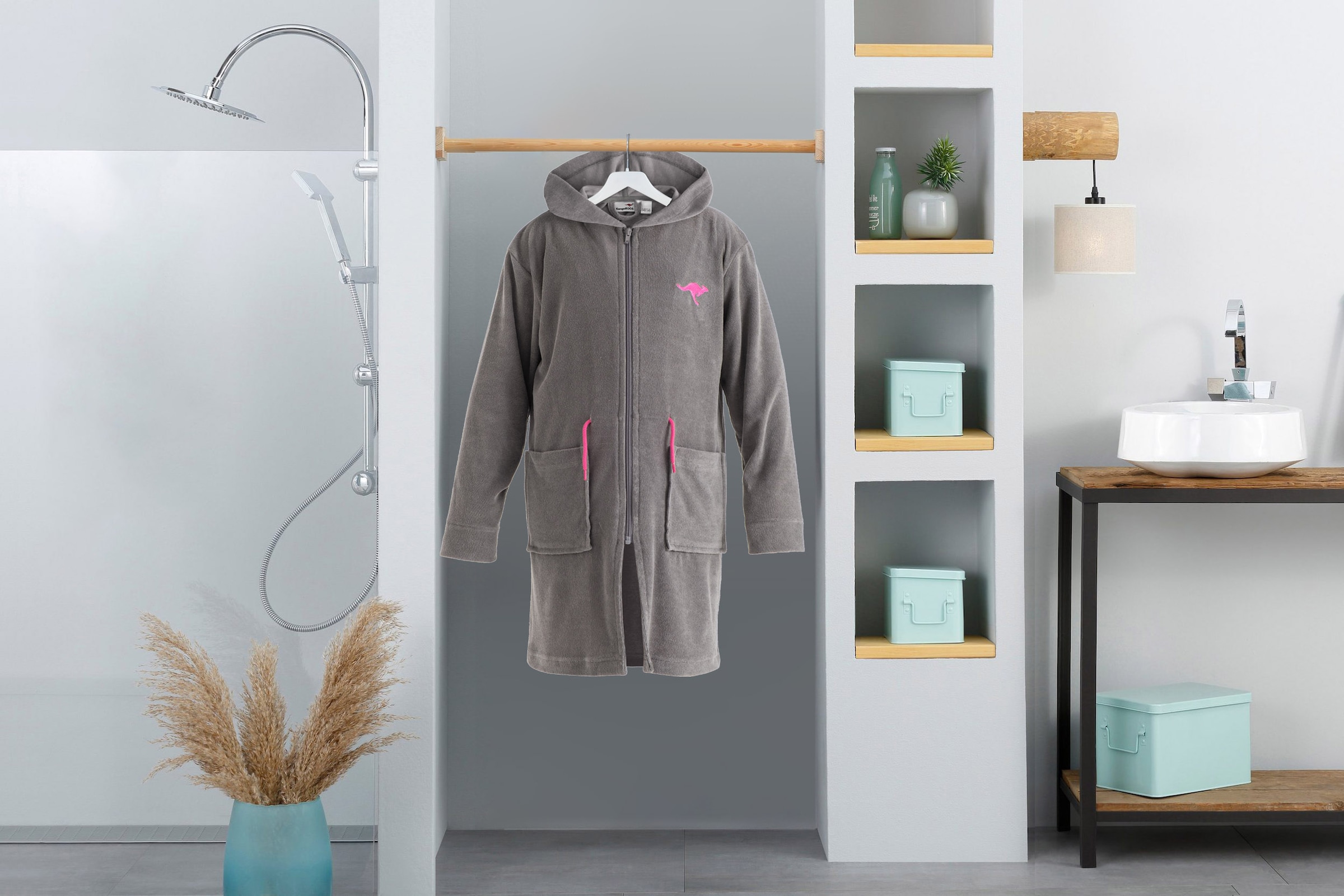 KangaROOS Peignoir de bain pour enfants »Kira, Ideal für Zuhause, Schwimmbad oder im Urlaub« 1 cuis design moderne et sportif, accents lumineux