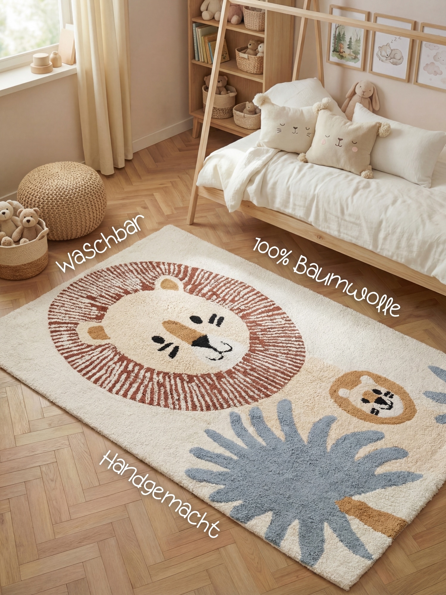 HANSE Home Tapis pour enfants »Leander« Rectangulaire 10 mm Höhe lavable, fait main, doux, antidérapant, tapis de jeu pour chambre d'enfant