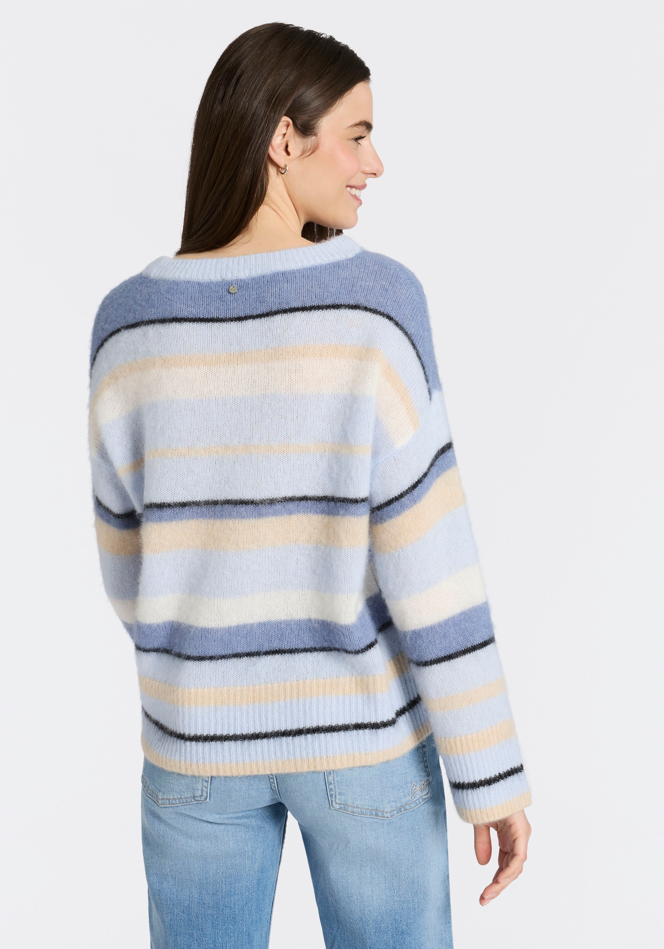 BOSS ORANGE Pull en tricot »Fosset Premium Damenmode« mit Alpaka-Wolle, gestreift