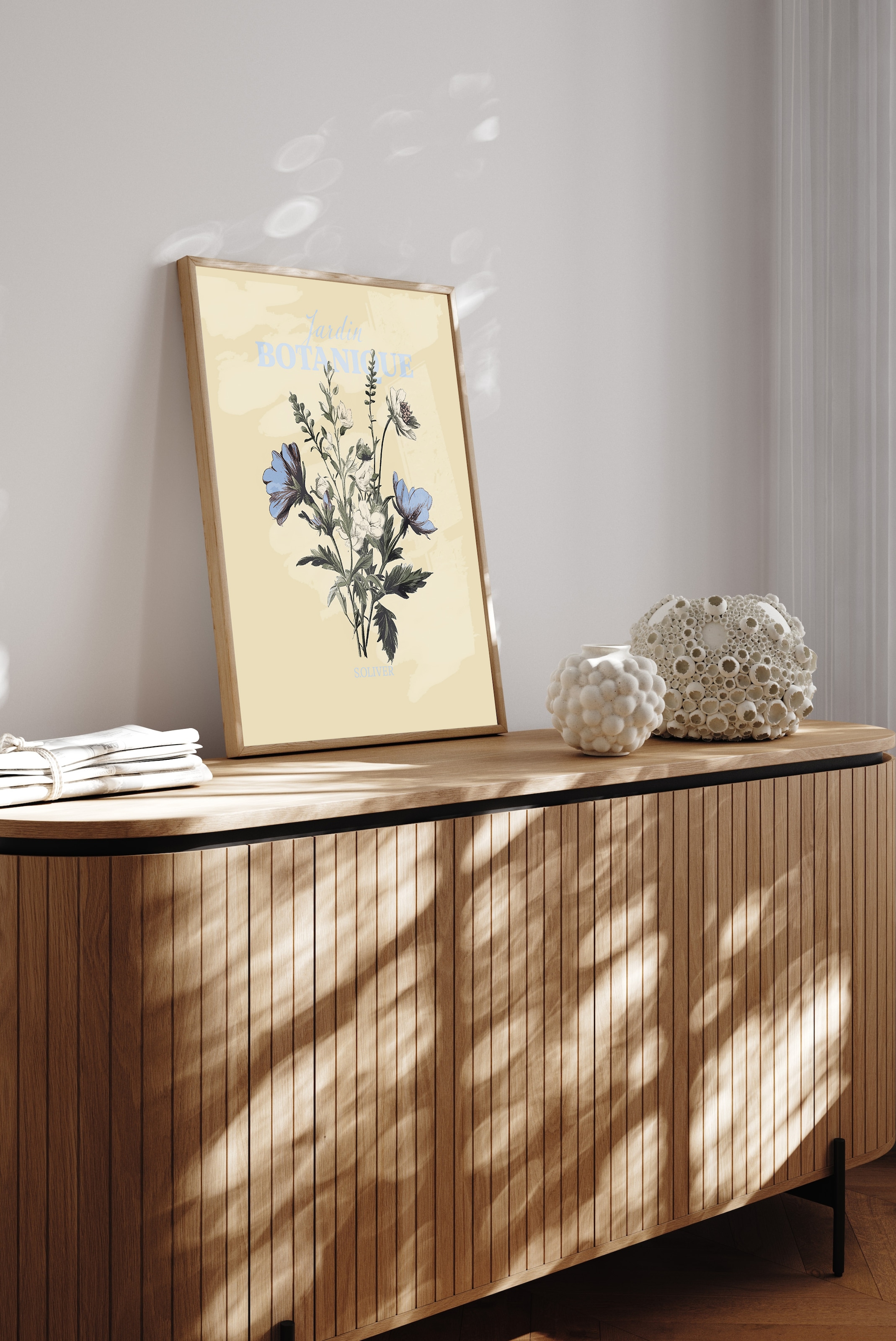 s.Oliver Impression d'art »Ein Blumenstrauss, Blumenbucket in gelb« Art | Citations | Lettrage | Lettrages 1 cuis tlg. encadré, cadre en bois, bois massif