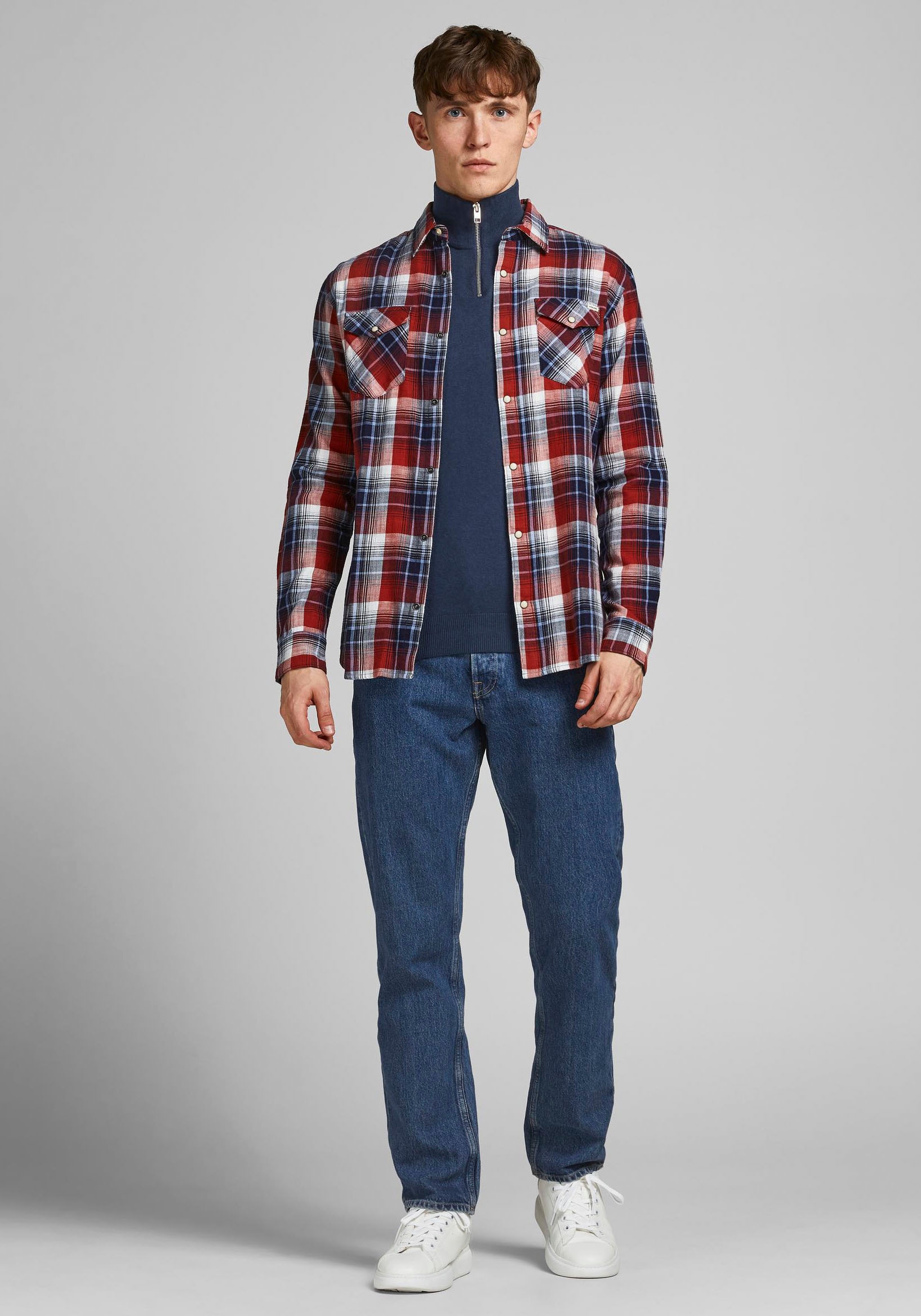 Jack &amp; Jones Strickpullover »EMIL KNIT HALF ZIP« mit kurzem Reissverschluss im Troyer-Look