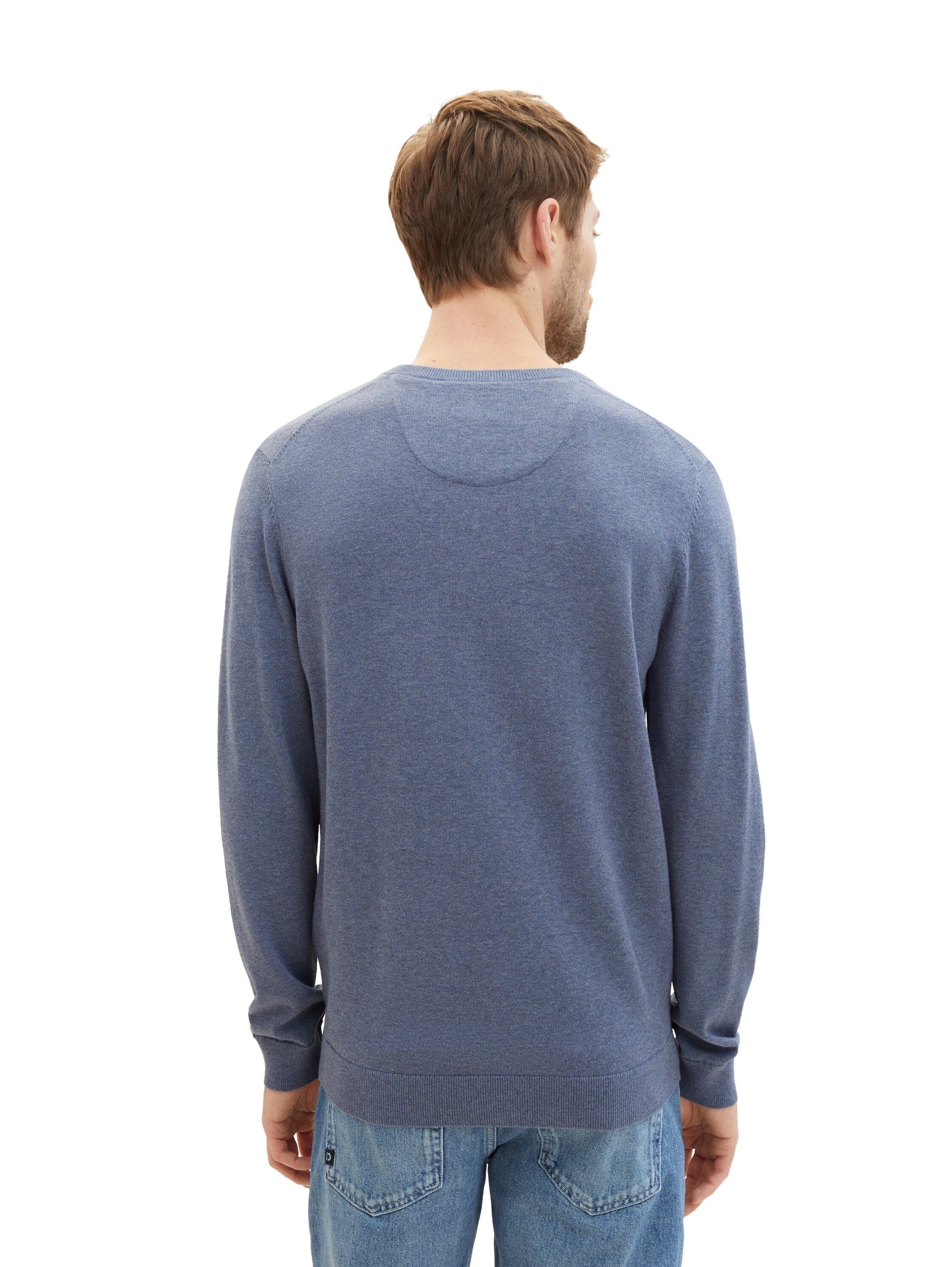 TOM TAILOR V-Ausschnitt-Pullover mit kleiner Logo-Stickerei