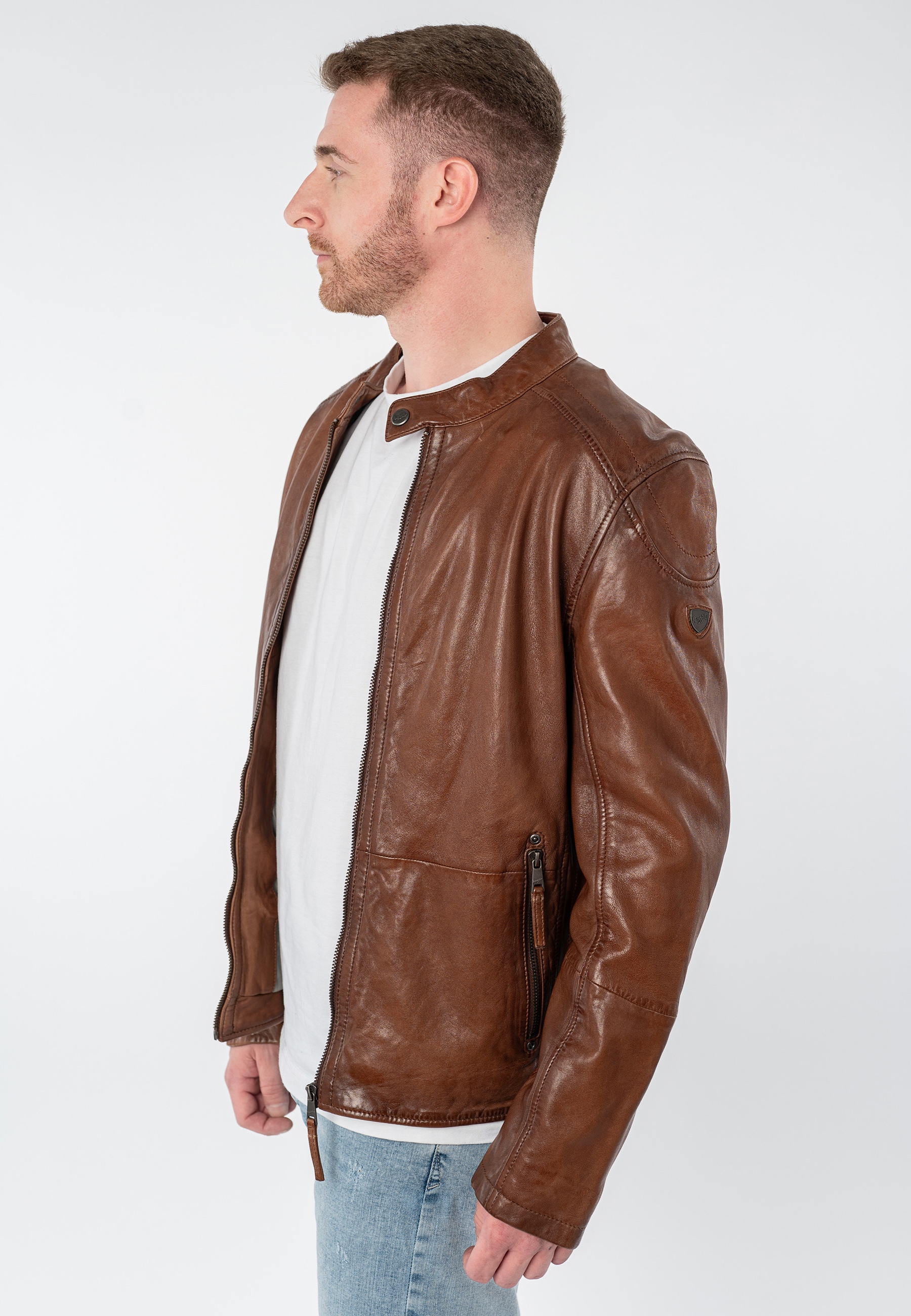 Mauritius Veste en cuir »MMBaydo« mit Bikerkragen