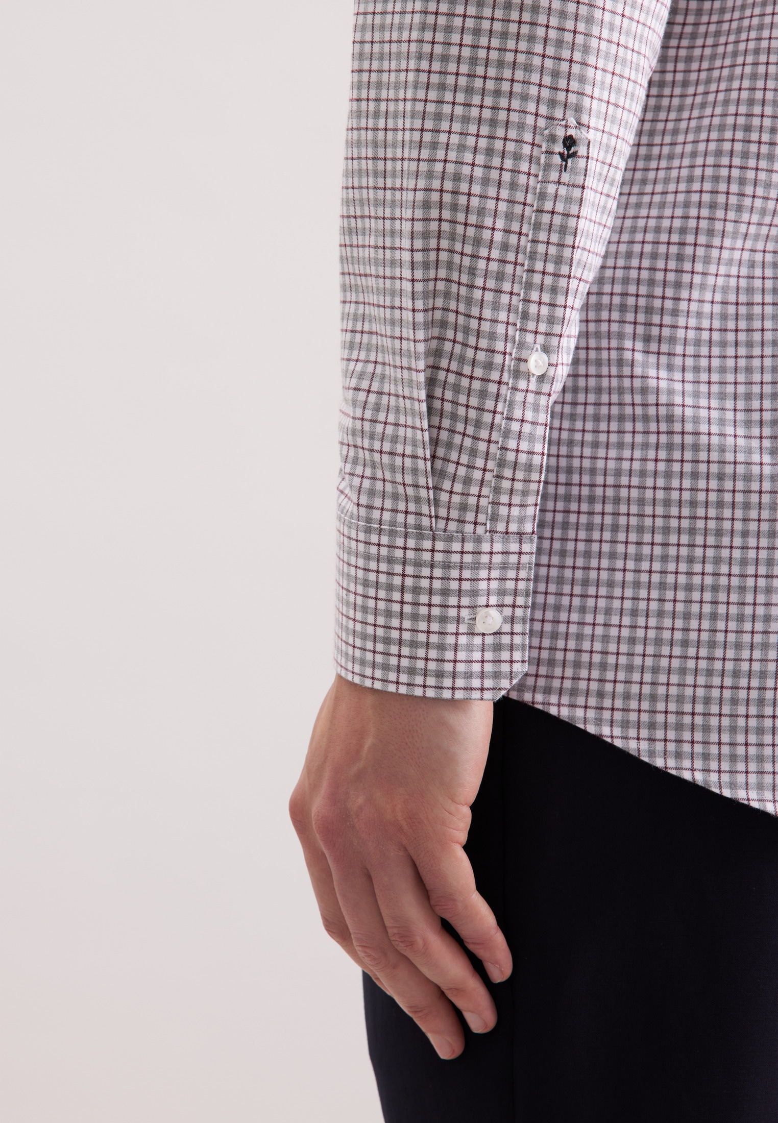 seidensticker Flanellhemd »Schwarze Rose« Regular 1/1 Button-Down-Kragen Karo
