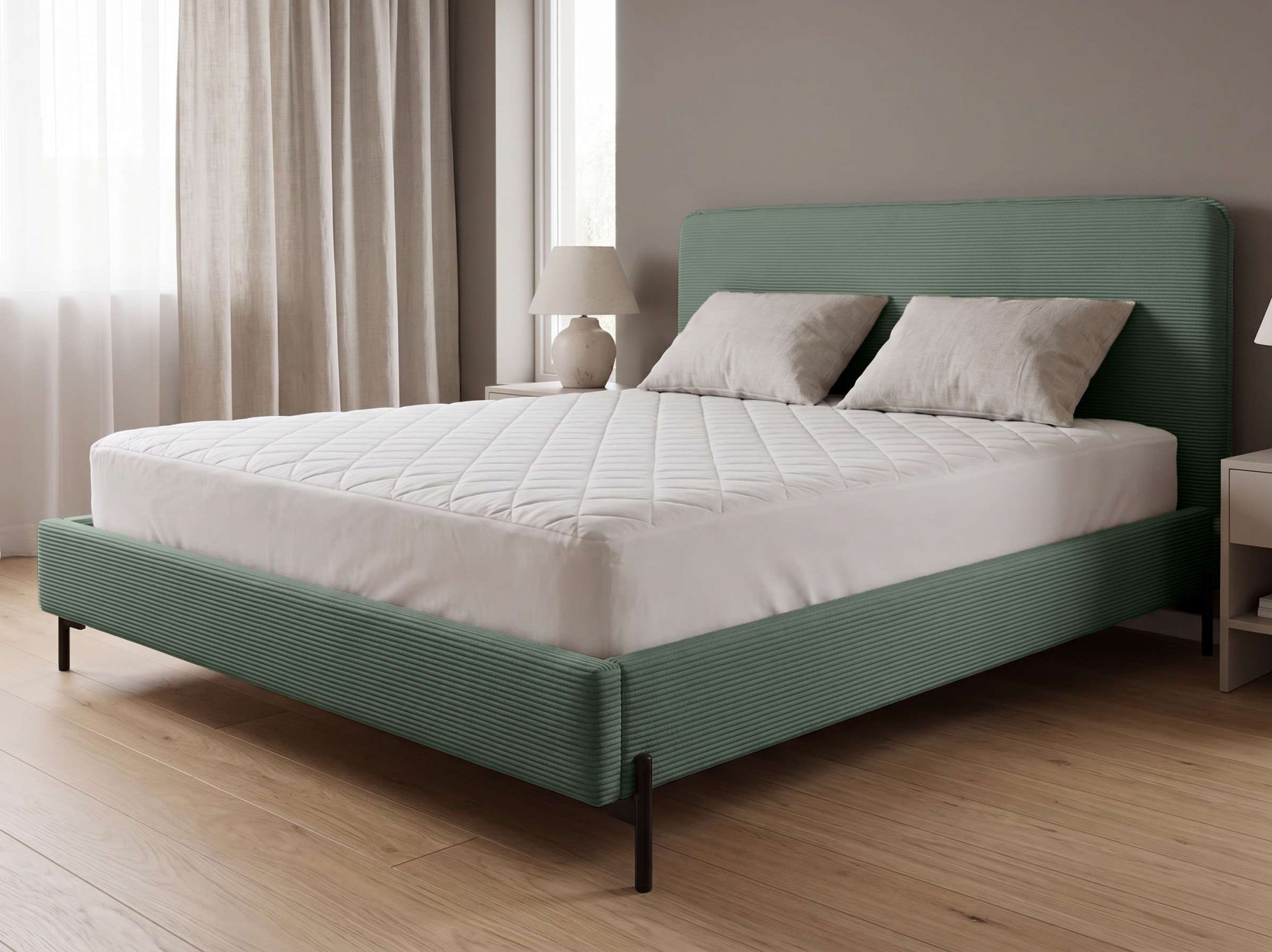 Home affaire Polsterbett »LAVOISIER Bettgestell mit Lattenrost, Breite 140/160/180/200 cm, Cord« Rahmenbett mit Kopfteil, ohne Matratze und Topper