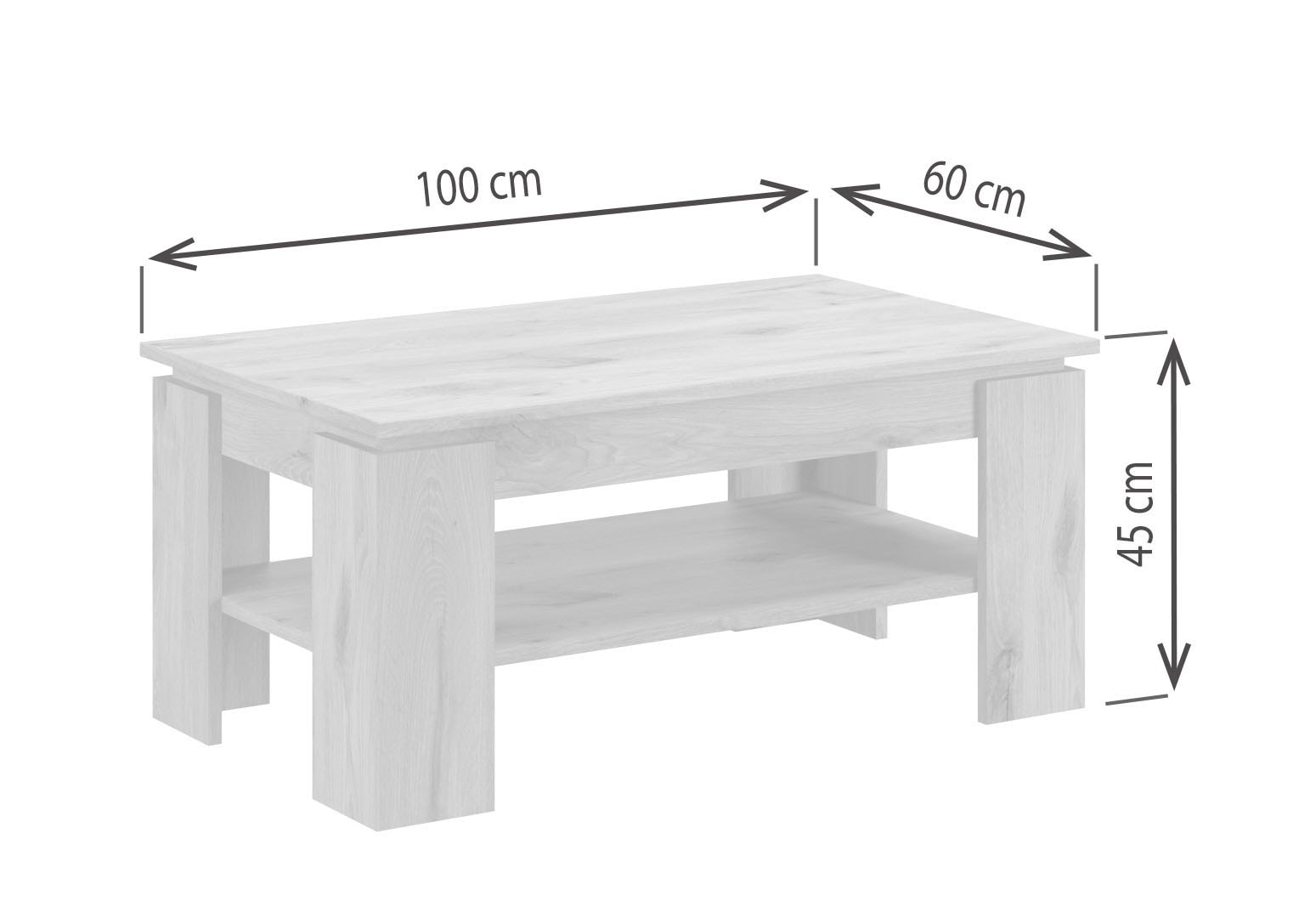 Home affaire Table basse »Kalmar, rechteckig, 100 x 60 cm, 1 Ablageboden« Sofatisch, Beistelltisch, Kaffetisch, Wohnzimmertisch, coffee table