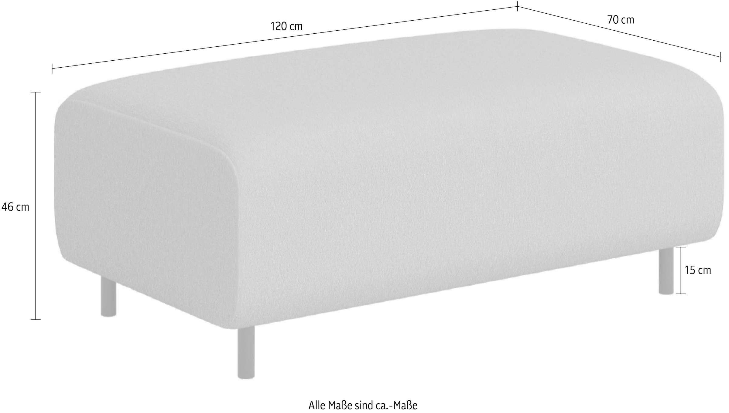 Home affaire Polsterhocker »ARROS gross mit Wellenunterfederung, Masse B/T/H: 120/70/46 cm« passend zur Serie, in hochwertiger Verarbeitung