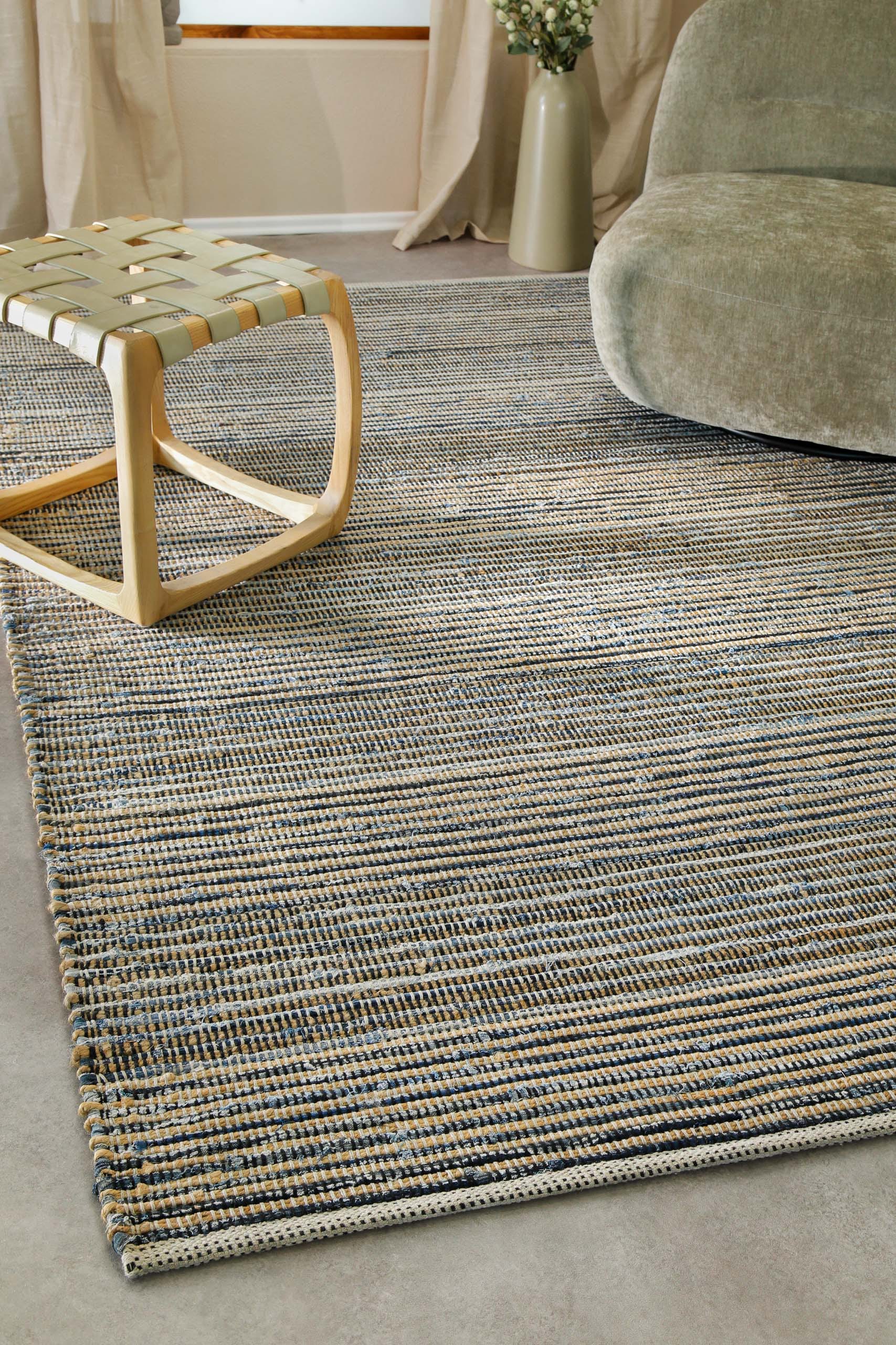 Wecon home Tapis »Denim Feels« Rectangulaire 6 mm Höhe handgewebt, robust, pflegeleicht, skandi, Natur, Jute, Wohnzimmer