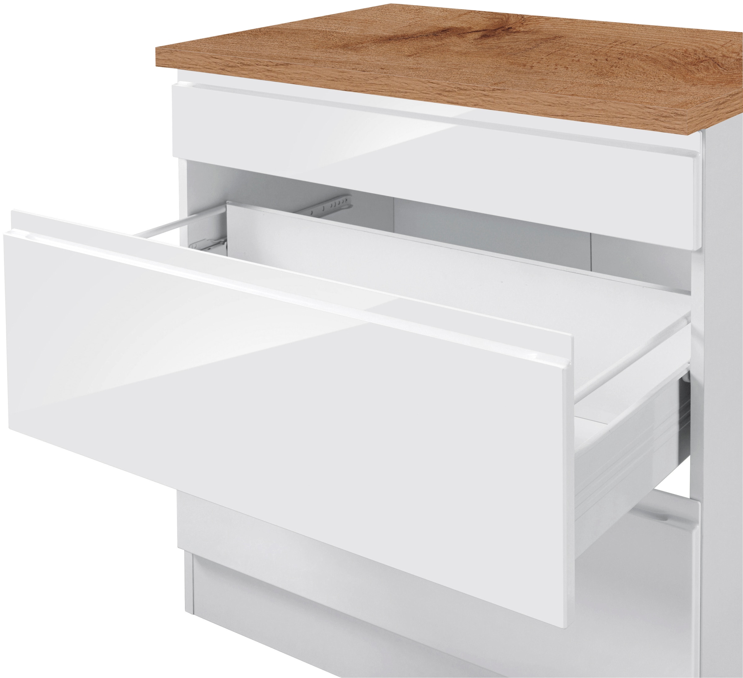 KOCHSTATION Kitchenette »KS-Virginia,neu in verbesserter Ausführung« plan de travail épaisseur 38 mm, rangement, fermeture douce,  largeur 330 cm, soft-close, sans appareils électriques