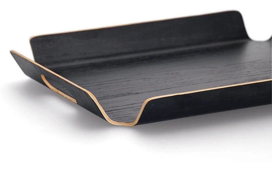 Zeller Present Servierplatte Holz / Wengefurnier, 2 seitliche Griffe, erhabener Rand