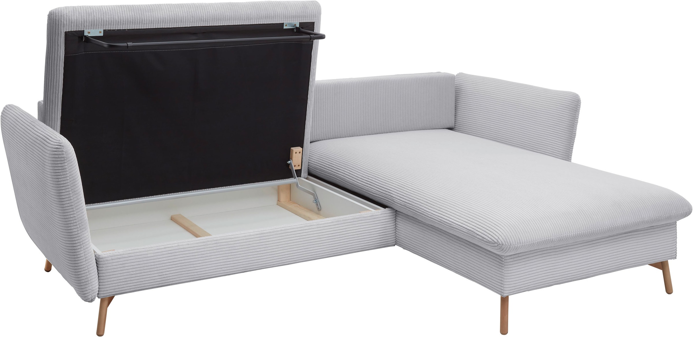GOODproduct Ecksofa »MERLE, 258 cm, L-Form, traumhafter Cord,« mit Bettfunktion und Bettkasten, Liegefläche 224 x 139