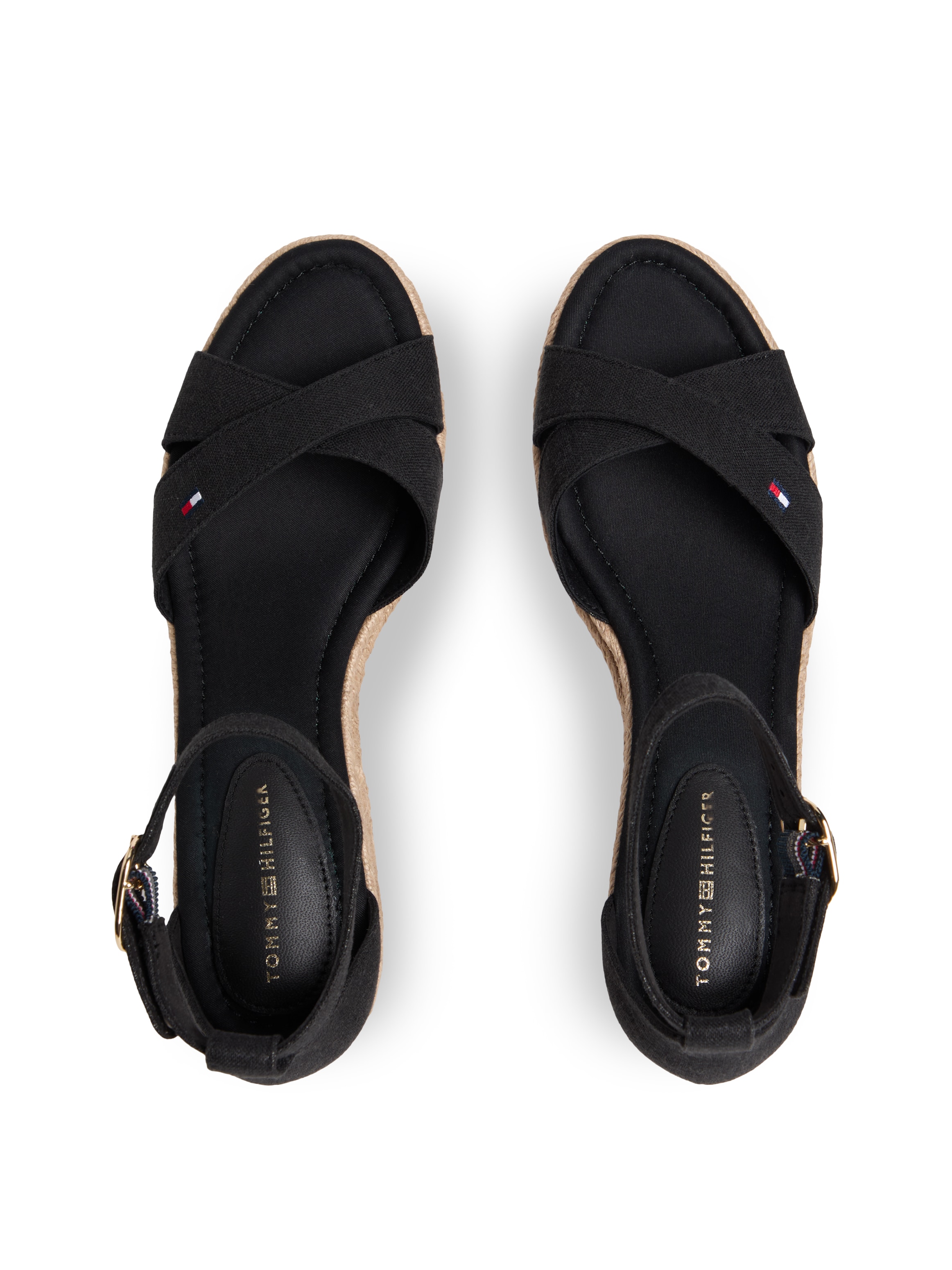 Tommy Hilfiger Sandales compensées »MID WEDGE ESPAD X CROSS«  Chaussure d’été, sandale à brides avec garniture en jute - forme étroite