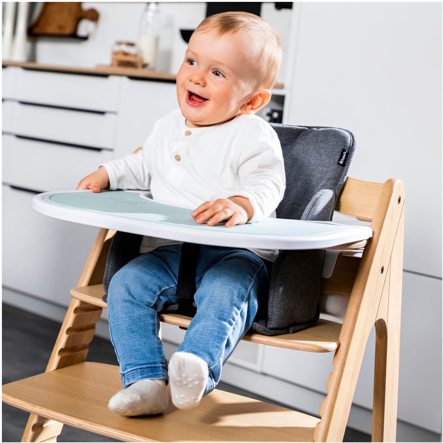 Hauck Hochstuhltablett »Arketa Click Tray, White« aus recyceltem Material