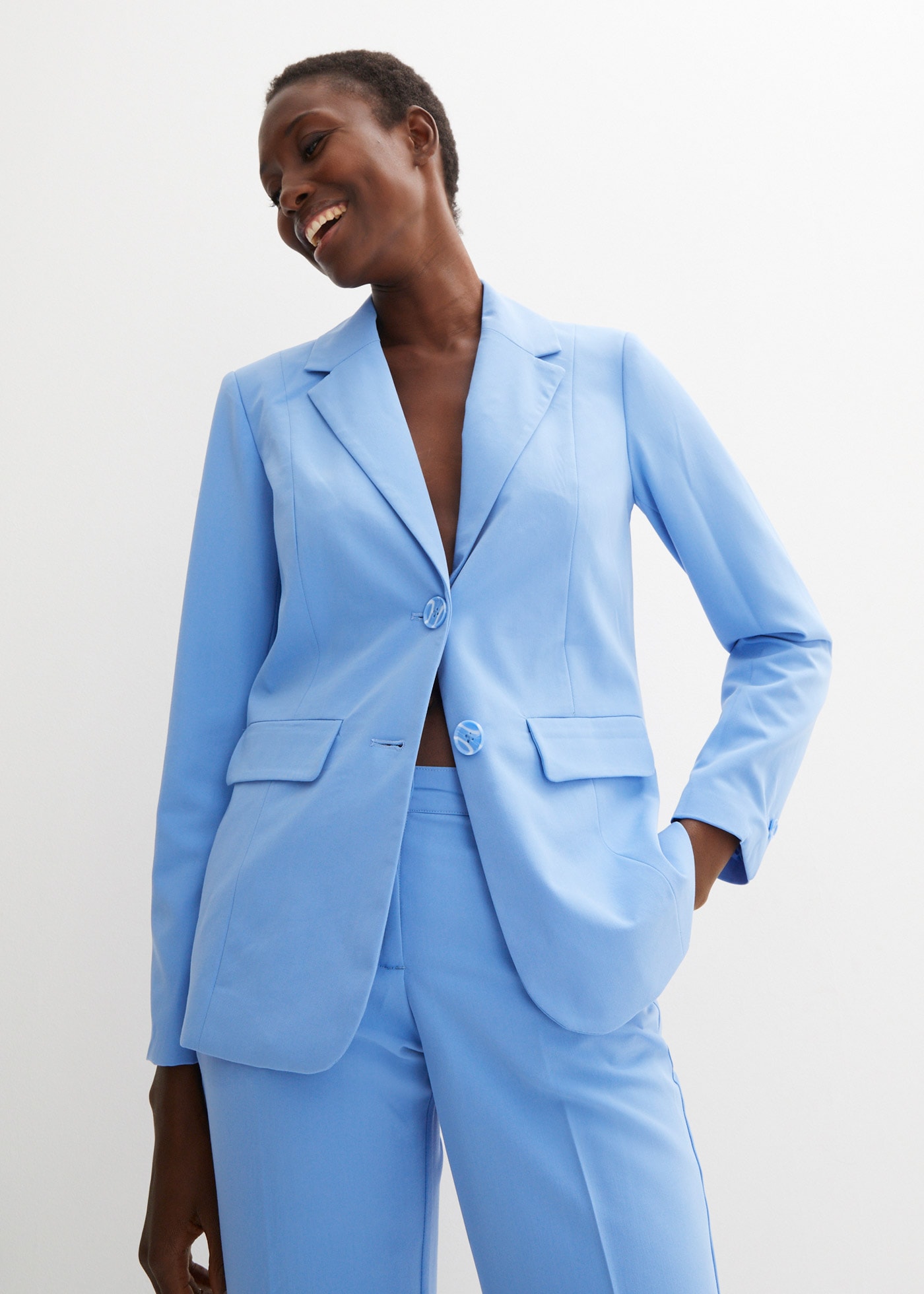 bonprix Tailleur pantalon »Hosenanzug 2-tlg« Set, 2 tlg. coupe régulière Regular Fit, mit Elasthan-Anteil, verschiedene Konfektionsgrössen
