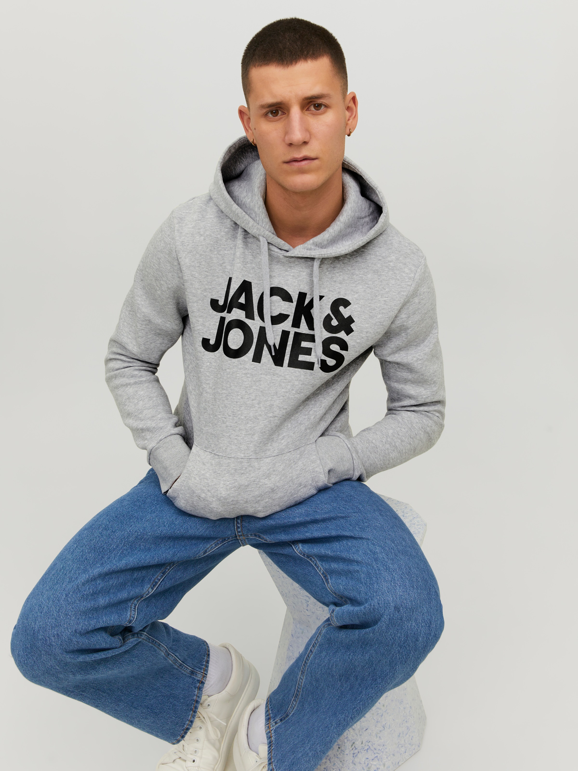 Jack & Jones Sweat à capuche »JJECORP  Kapuze und Frontprint«, bedruckt, modisch, regular fit, Baumwollmischung, Rundhals
