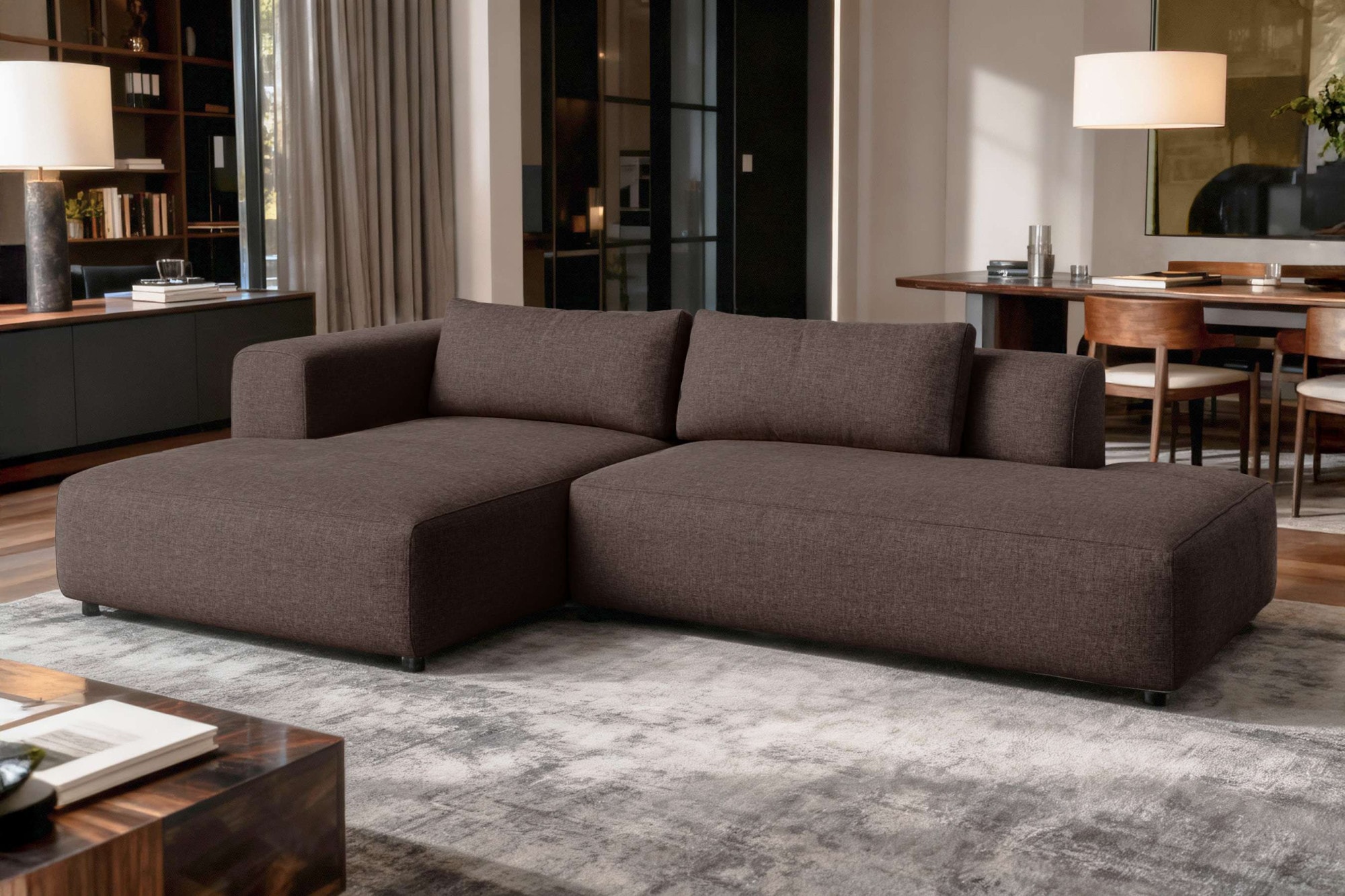 GOODproduct Canapé d'angle »TIARRA Design-Sofa mit Ottomane recht/links bestellbar, Breite 287 cm« L-Form mit hochelastischer Schaum und Wellenunterfederung