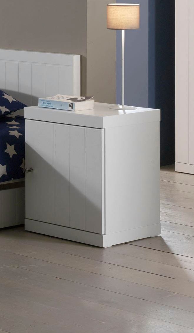 Vipack Nachtschrank Made in Europe,  Nachtkonsole rechts oder links anstellbar, mit 1 Drehtür, Ausf. Weiss