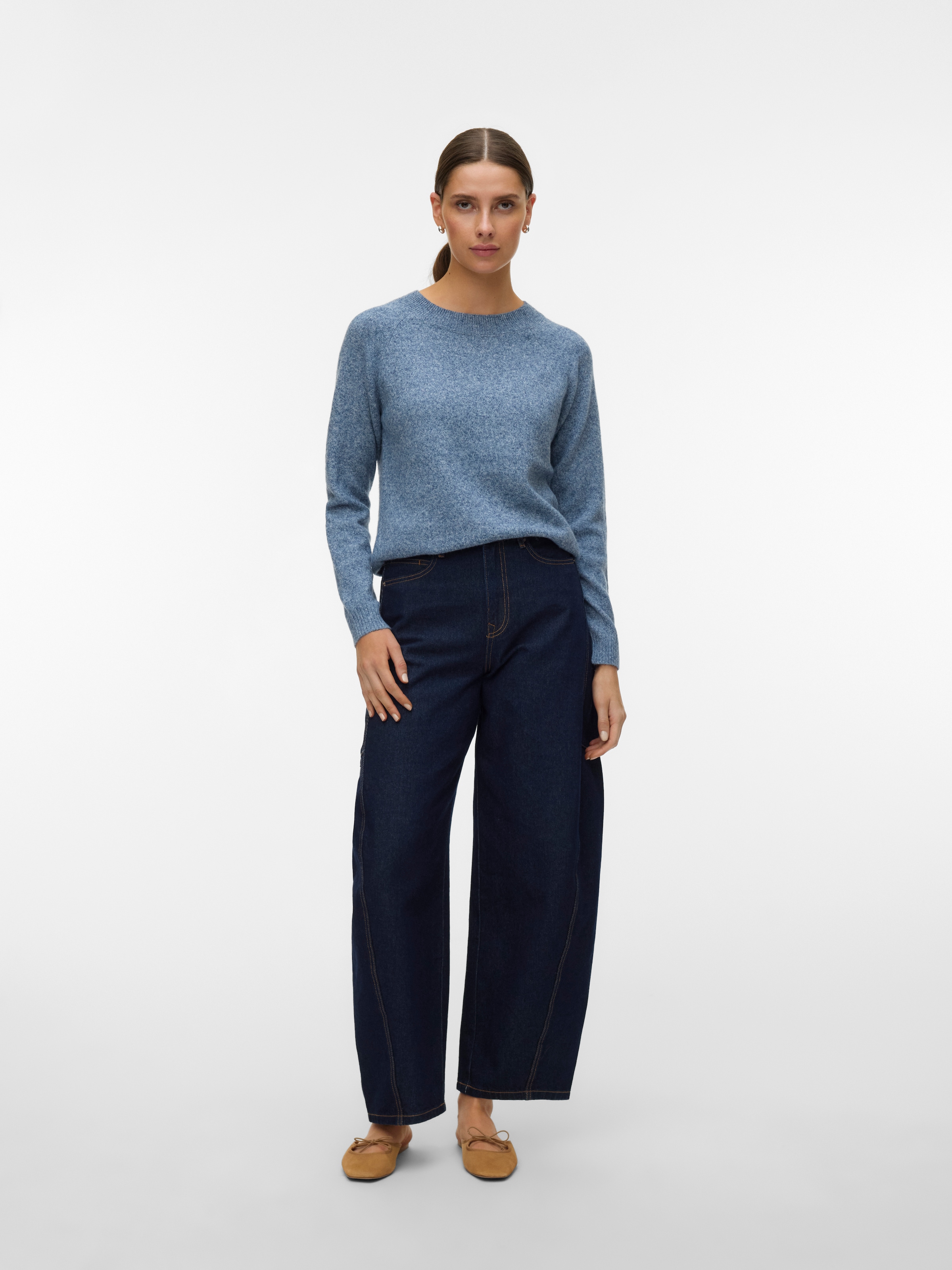 Vero Moda Pull à col rond »VMDOFFY LS O-NECK BLOUSE GA NOOS« Materialmix, regular fit