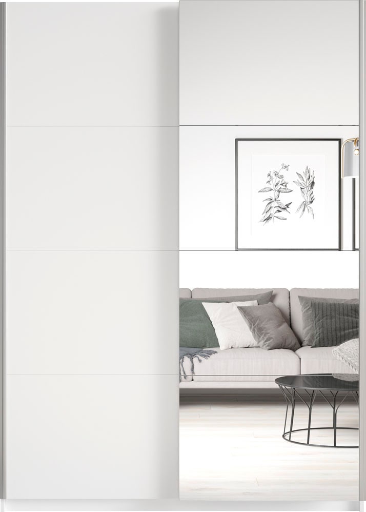 Home affaire »Beta Schiebetürenschrank Kleiderschrank Wäscheschrank« mit Spiegel, INKLUSIVE kompletter Innenausstattung, Metallgriffe