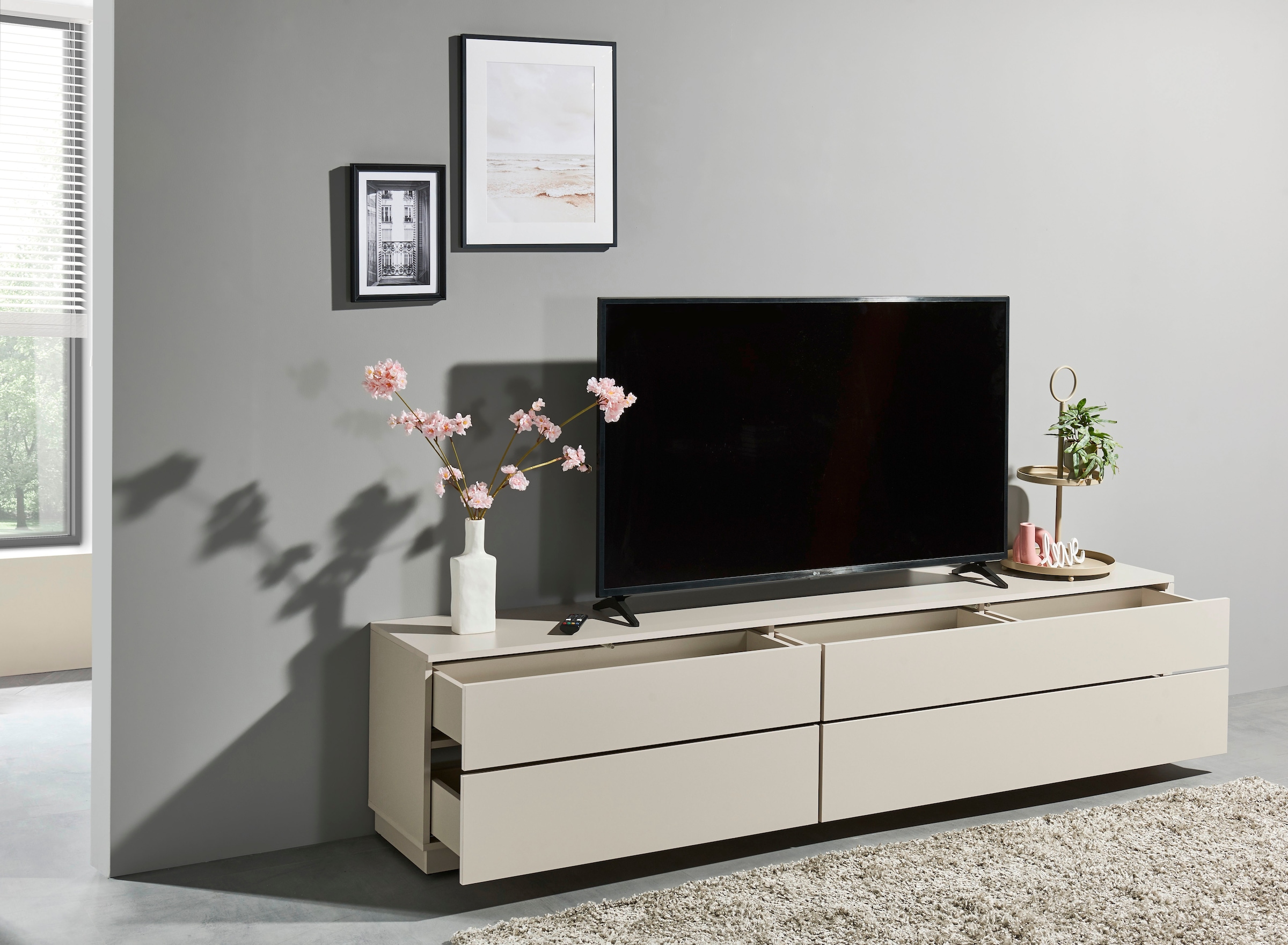 HBZ Table basse »Vince Lowboard, B/H/T 220x50x38 cm« 1 cuis tlg. Breite 220 cm, Push-to Open, Melaminbeschichtung