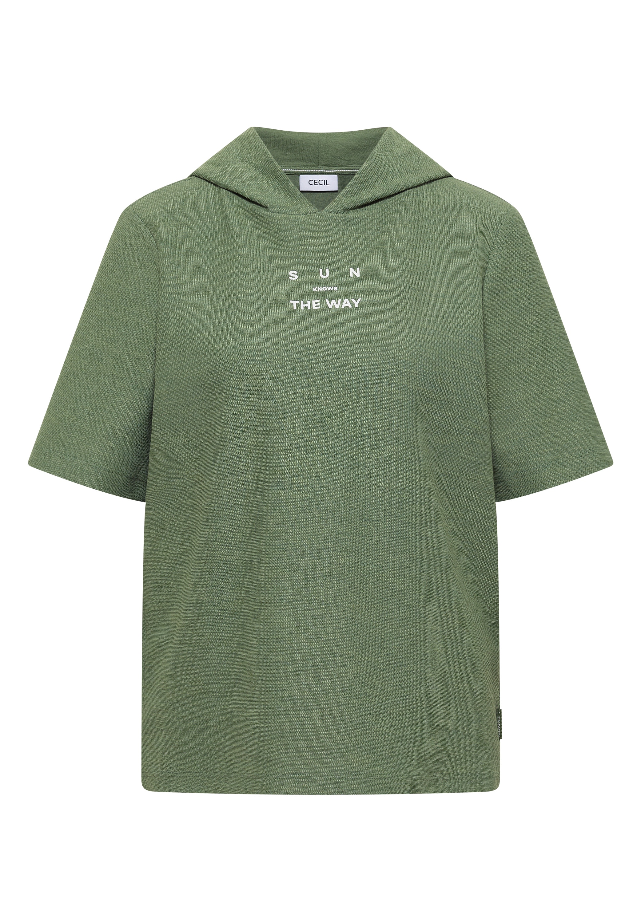 Cecil T-shirt à capuche aspect fil chiné, avec imprimé, mélange de coton