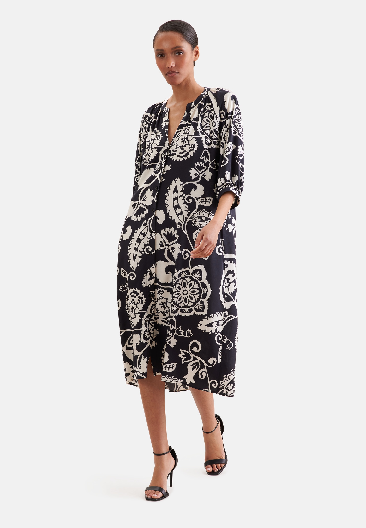 seidensticker Blusenkleid 3/4 V-Neck Uni