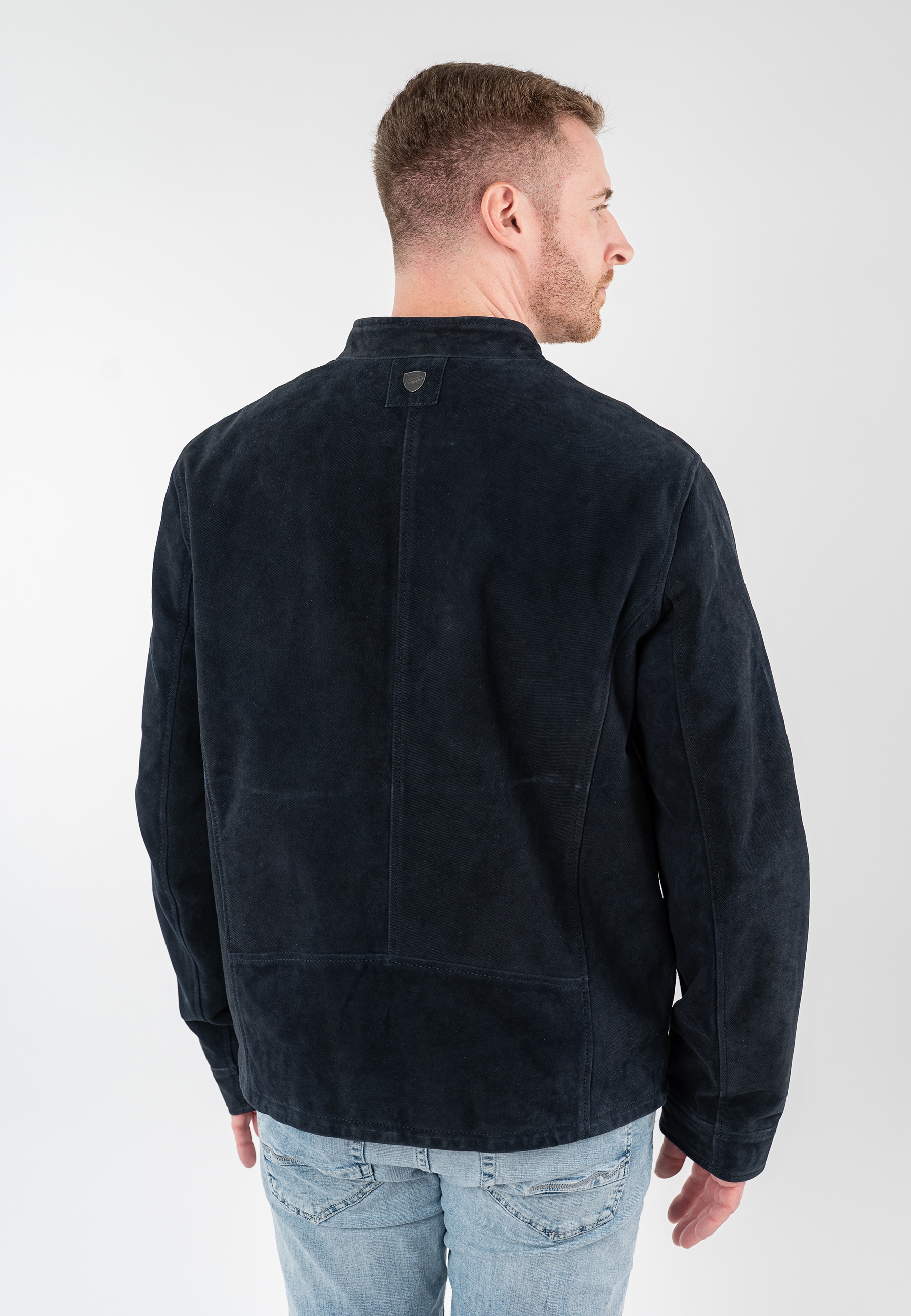 Mauritius Veste en cuir »MMBerat« aus Veloursleder in Denim-Struktur