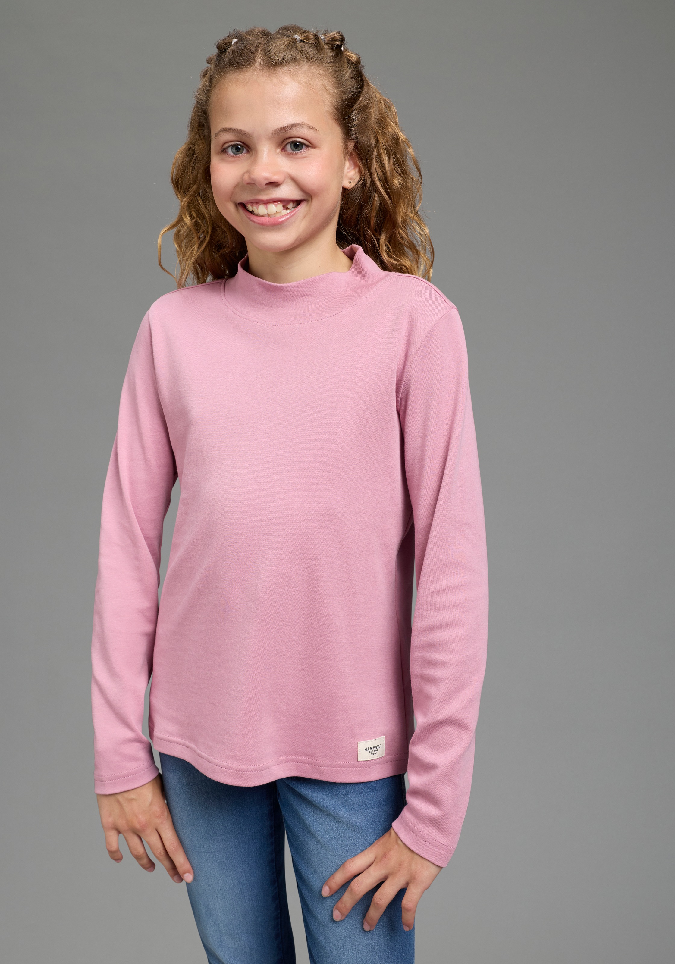 H.I.S T-shirt à manches longues »2er Packung Shirts in Interlockware, kurze Form« Paquet, 2,  10 : à manches longues, col roulé et encolure ronde, uni