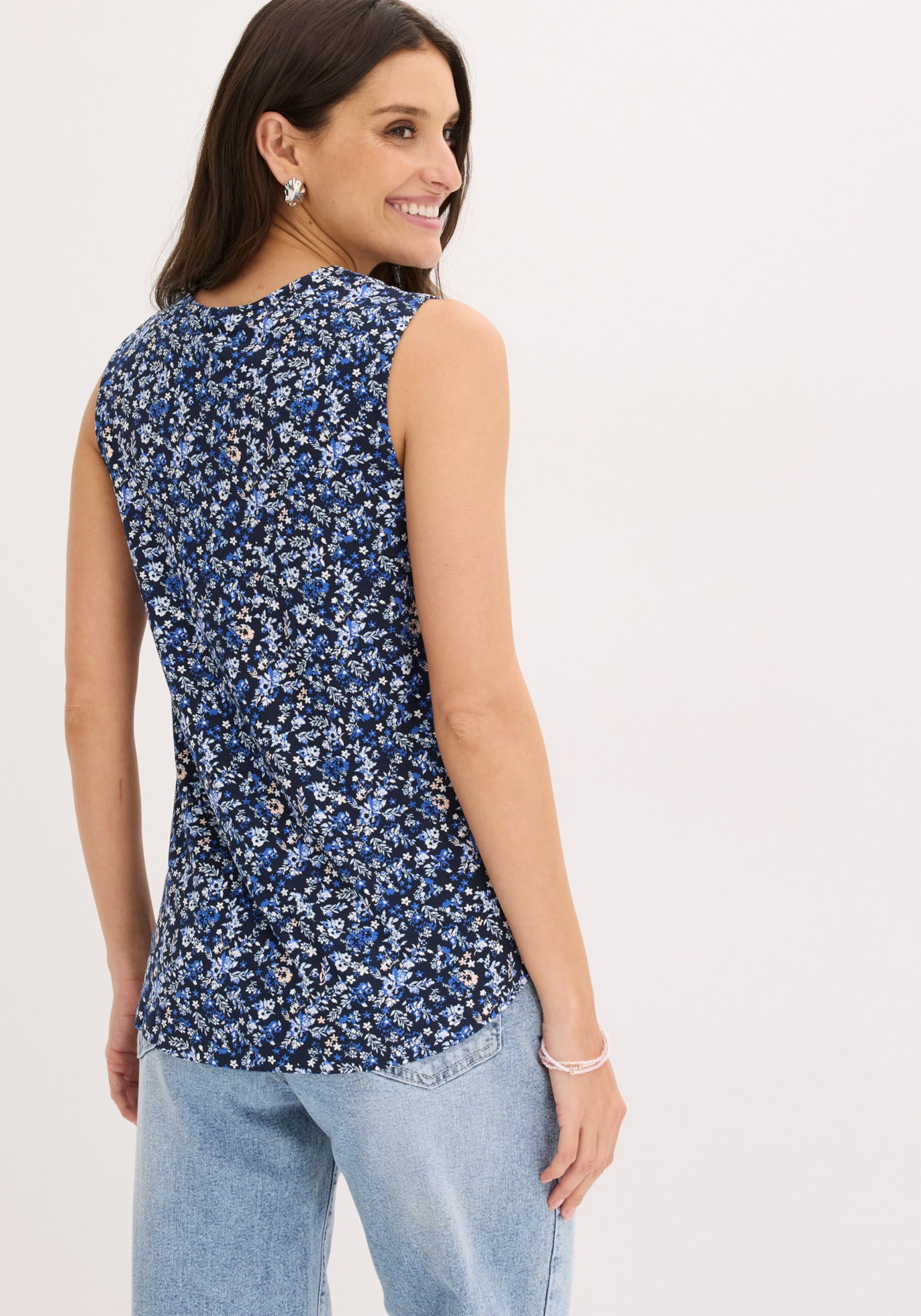bonprix Shirttop mit V-Ausschnitt, mit eingelegter Falte, ärmellos