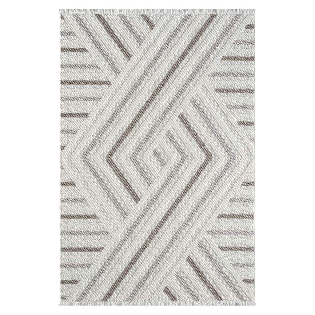 Carpet City Tapis »LINDO 7590« Rectangulaire 11 mm Höhe Kurzflor, Hochtief-Muster/ 3D-Effekt, Fransen, Boho-Stil, Wohnzimmer