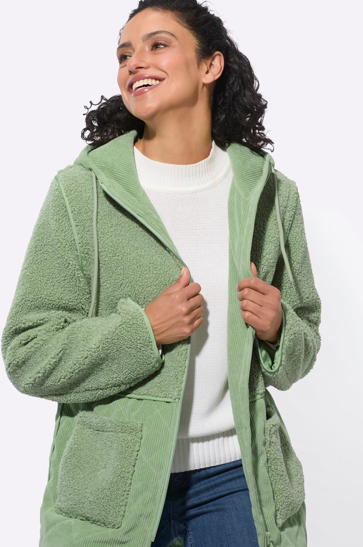 Inspirationen Veste double mit Kapuze