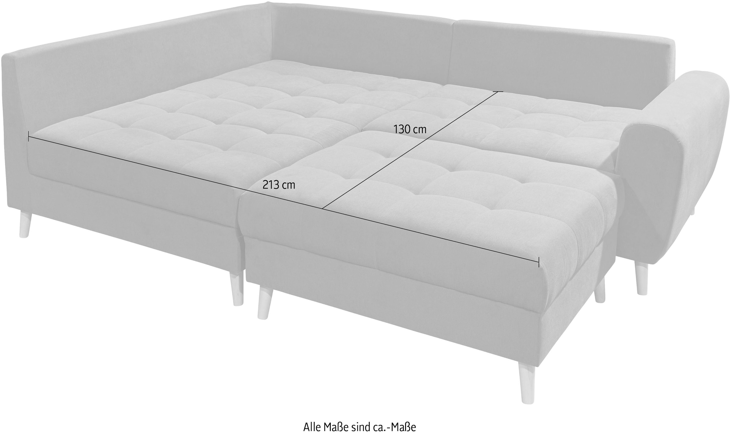 ED EXCITING DESIGN Canapé d'angle »Alice L-Form« mit Hocker & 3 Zierkissen
