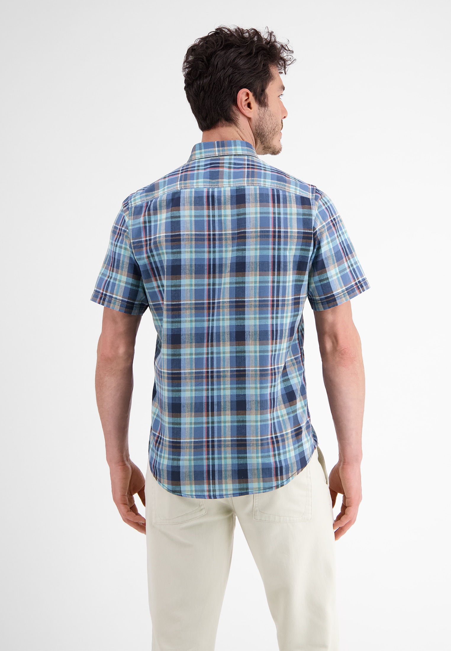 LERROS Chemise à manches courtes »Kariertes Halbarmhemd, Baumwoll-Leinen-Mix«