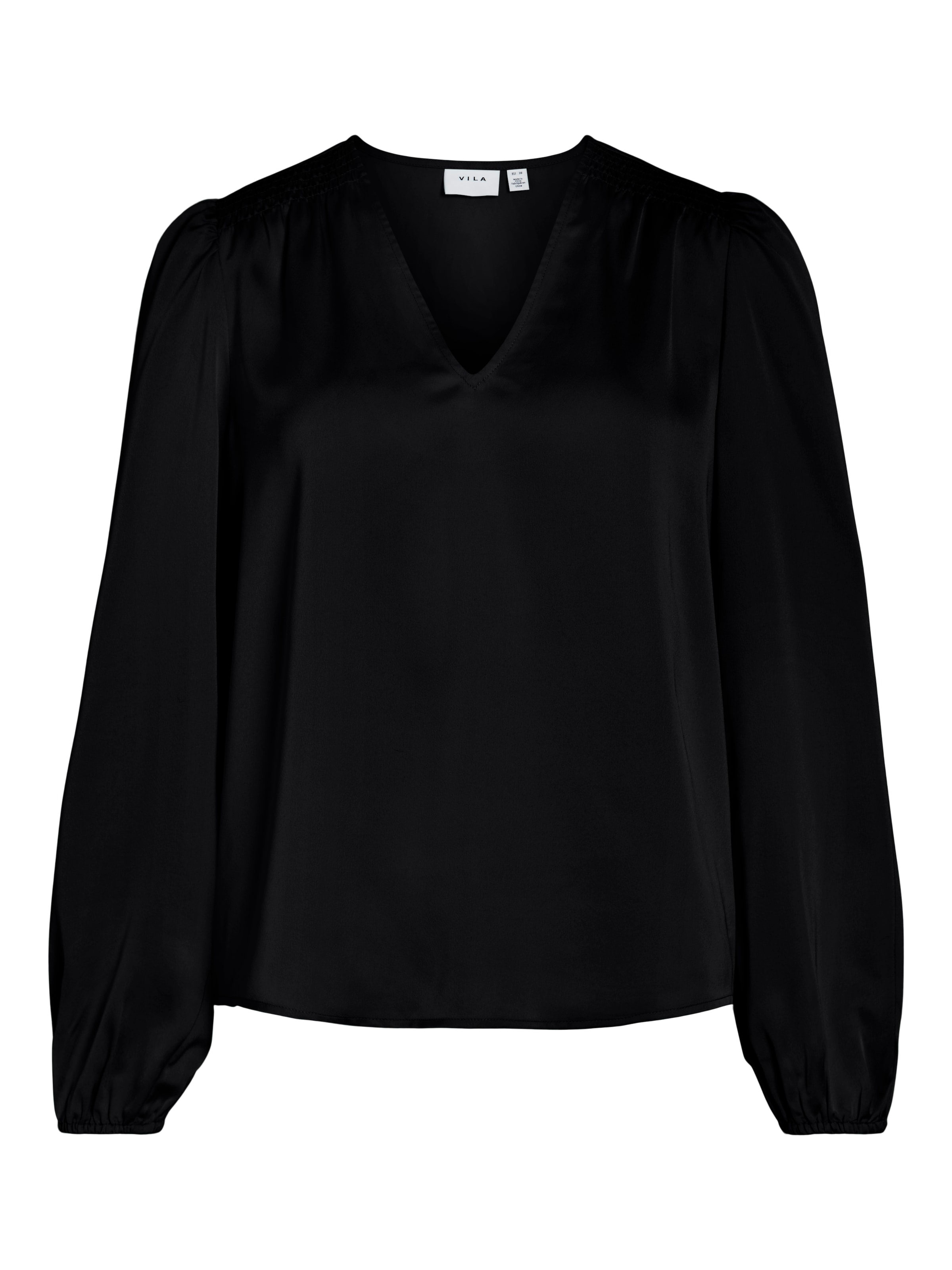 Vila T-shirt à manches longues »VIELLETTE L/S SMOCK SATIN TOP - NOOS« Kunstfaser, regular fit
