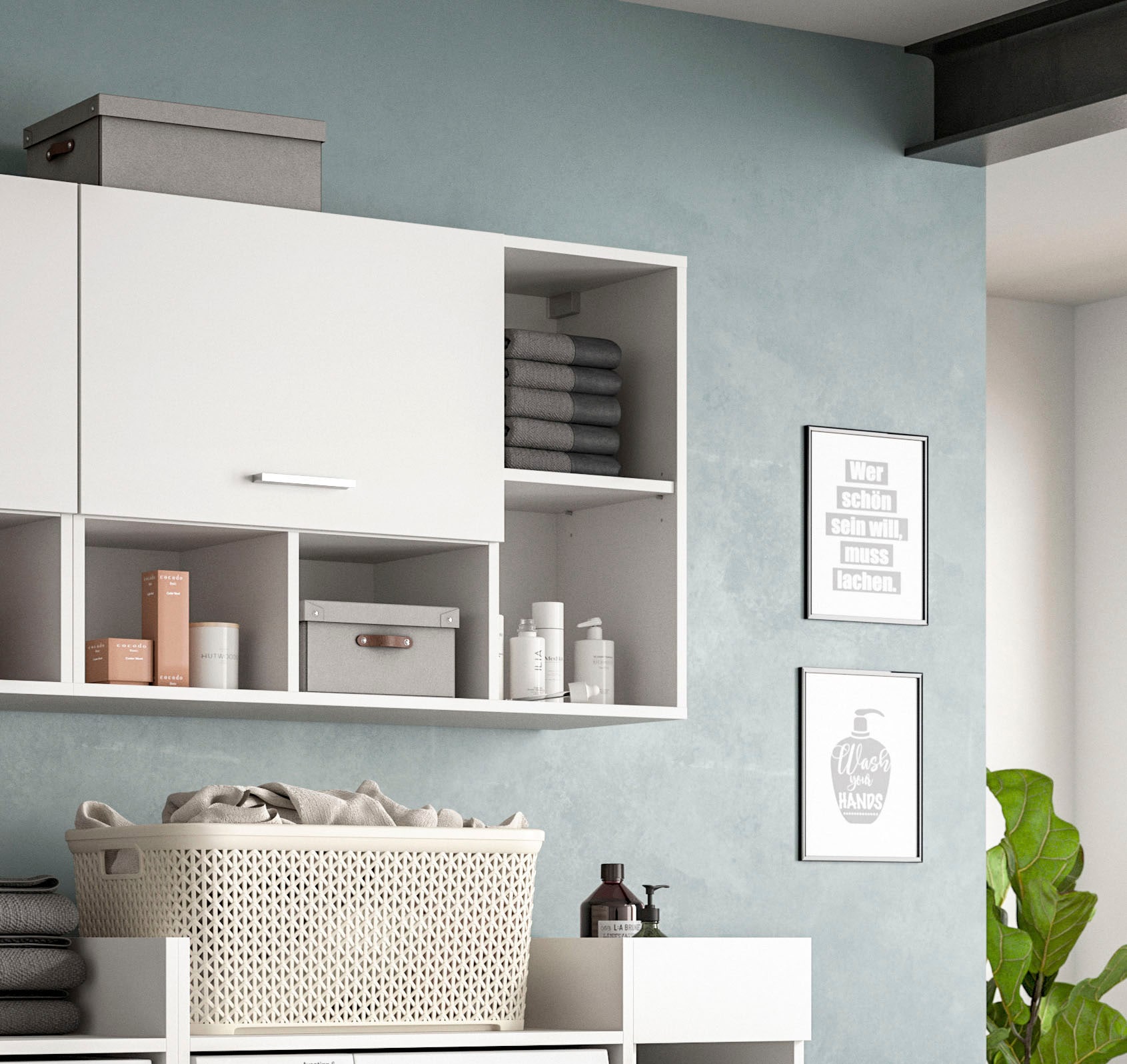 welltime Armoire suspendue »FALAS, TOPSELLER! Breite 95cm, 1 Klappe, 5 Fächer« in verschiedenen Farben erhältlich, 1 cuis tlg. Schrank, Wandschrank, Badschrank, Wäscheschrank