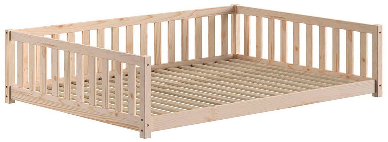 Vipack Daybett »Dallas Massiv Bett mit Rausfallschutz umbaubar vom Boden- zum Daybett« mit Bettschublade, wahlweise Kiefer massiv natur oder weiss