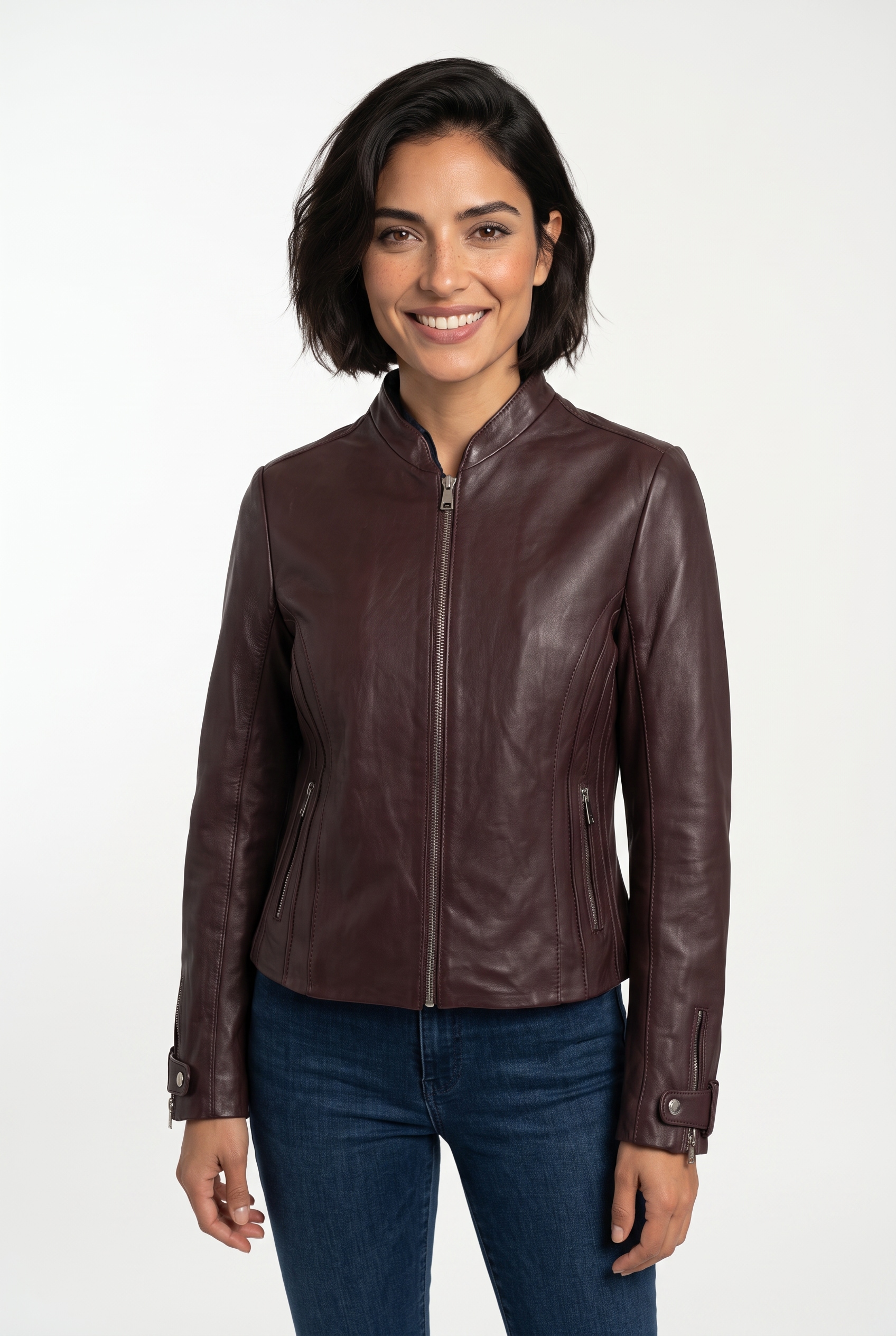 Mauritius Veste en cuir »MWLuciana« avec col montant court