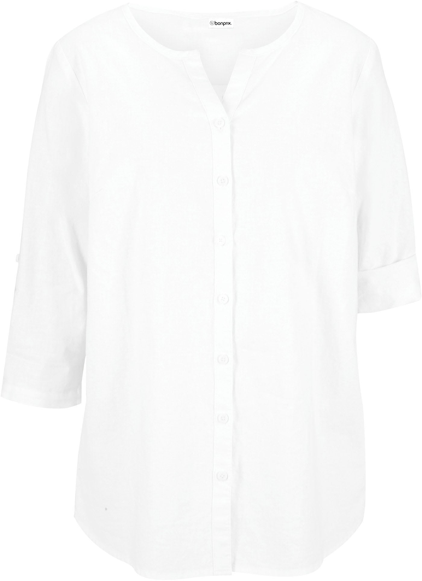 bonprix Blouse à manches longues »Bluse mit Leinen, 3/4 Arm« Coupe régulière, pour le quotidien, en lin et coton