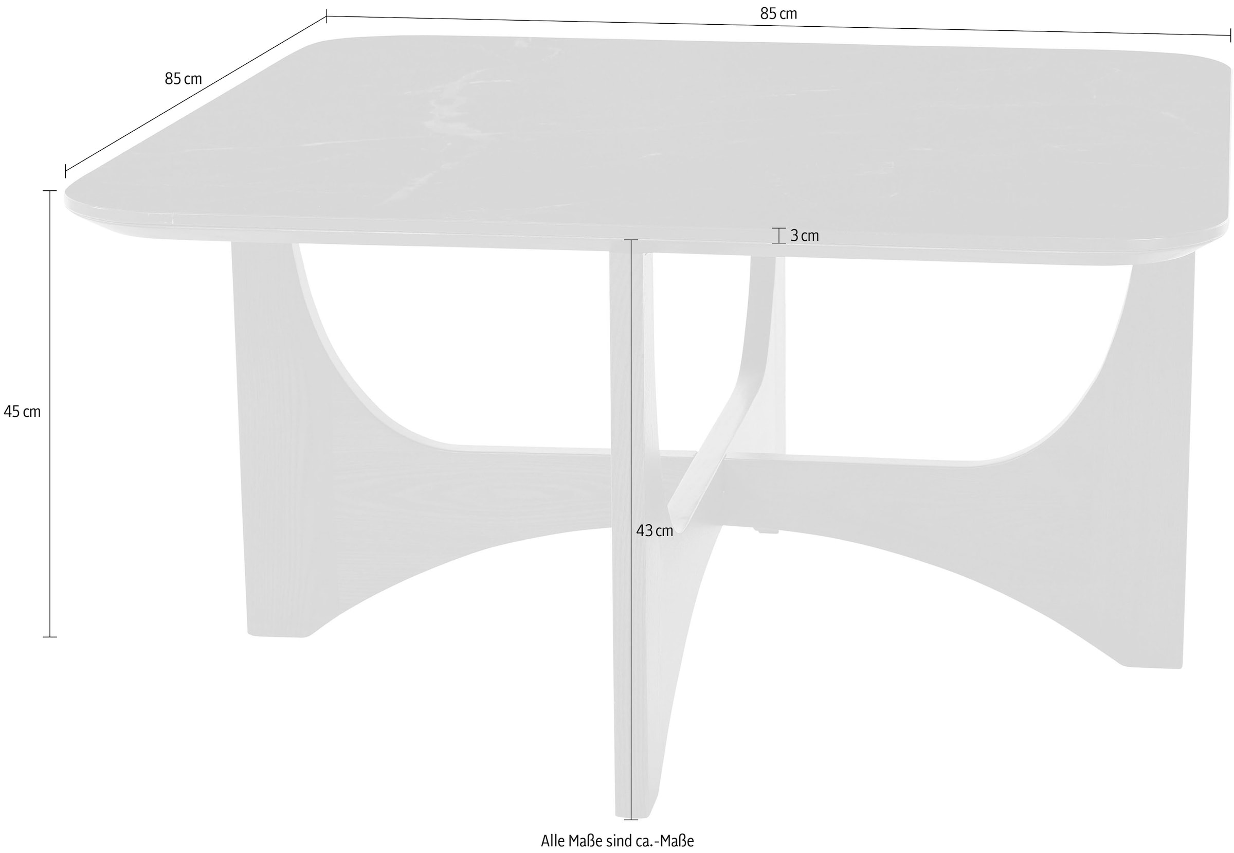 LeGer Home by Lena Gercke Couchtisch »Kirella« 1 Stk. tlg. mit Marmor-Optik und massivem Eschenholz-Kreuzfuss, Breite 85 cm