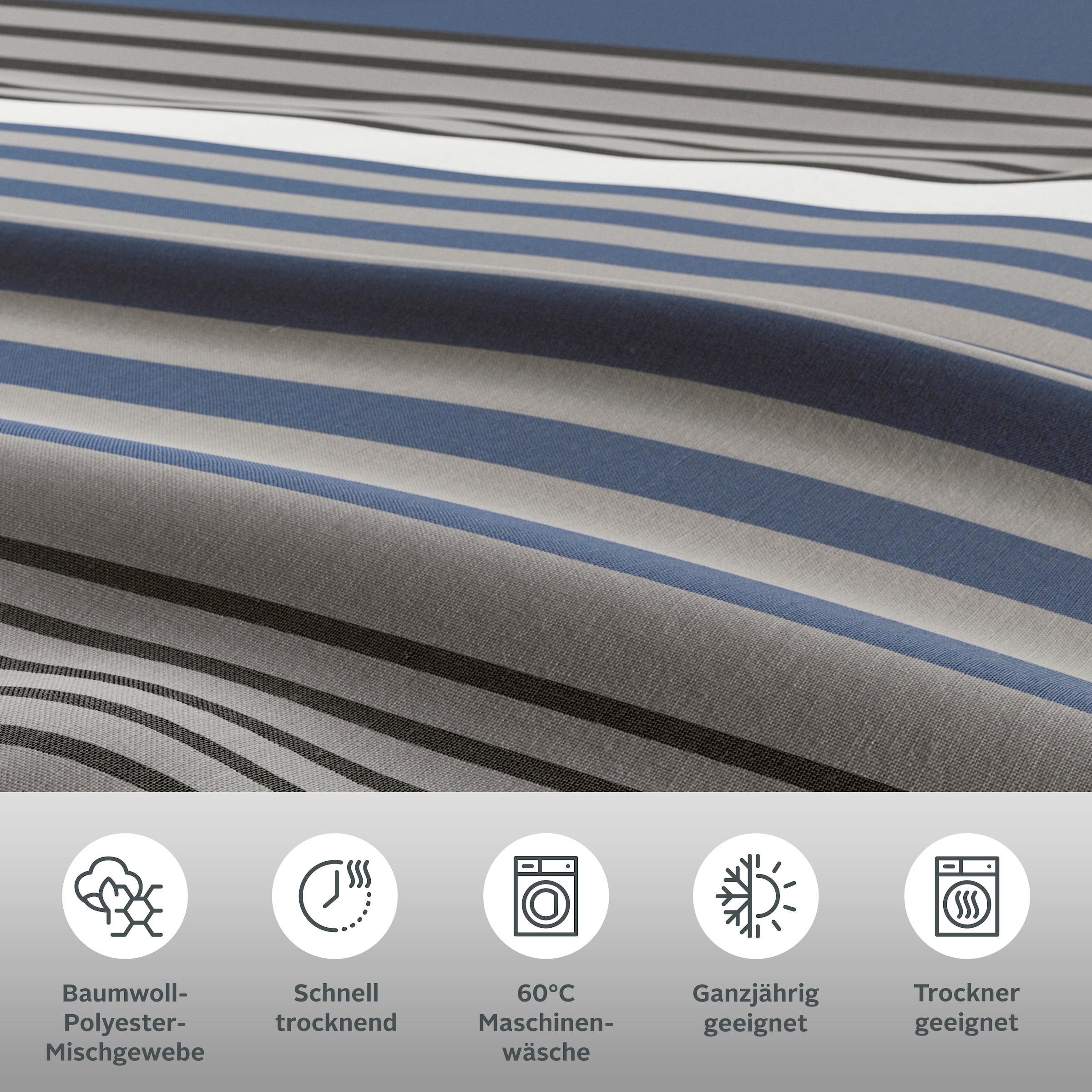 H.I.S Linge de lit »Majoran« 2 cuis tlg. gestreifte Bettwäsche in verschiedenen Qualitäten