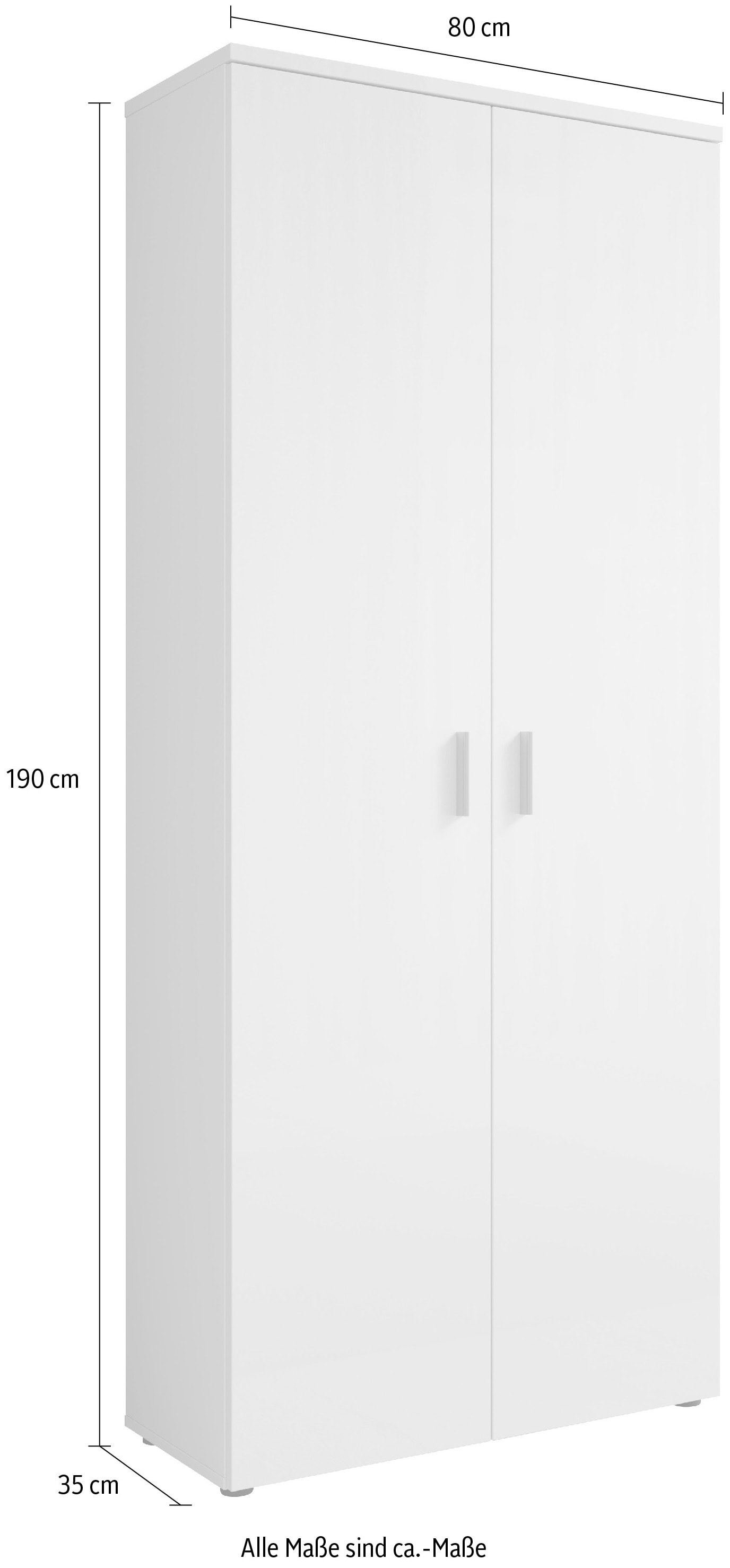 HBZ Schuhschrank »Lincoln mit Spiegel, BxHxT 80x190x35 cm« 1 Stk. tlg. Schuhschrank mit 2 Spiegeltüren, 9 Einlegeböden, 2 feste Böden
