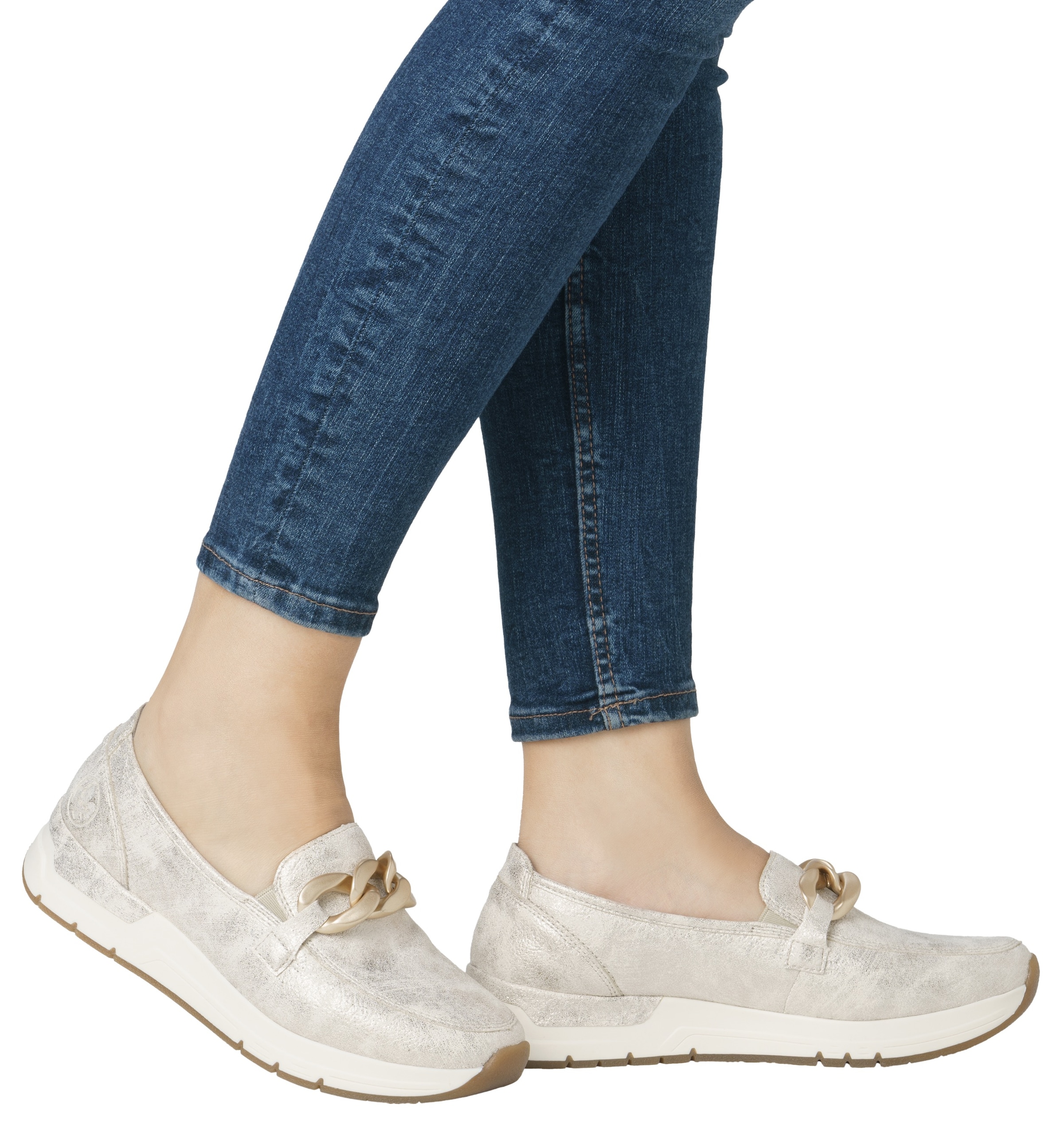 Rieker Loafer  , Slipper, Slip-on Sneaker, Halbschuh mit modischer Zierkette